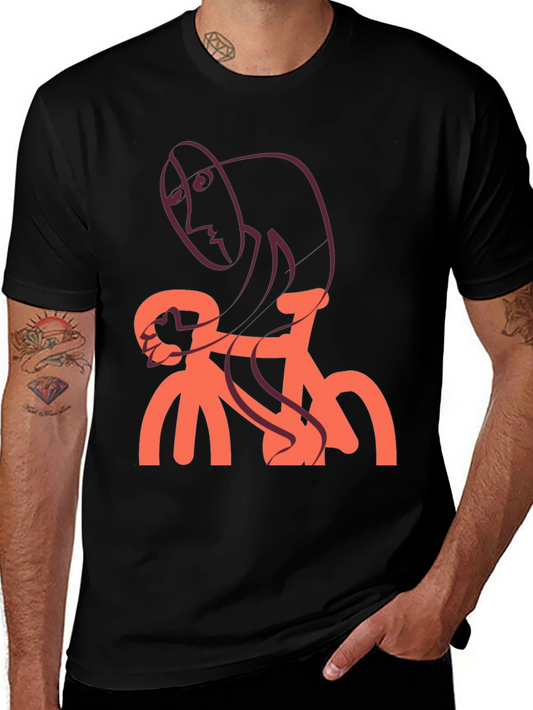 Abstract Cyclist Graphic T-Shirt