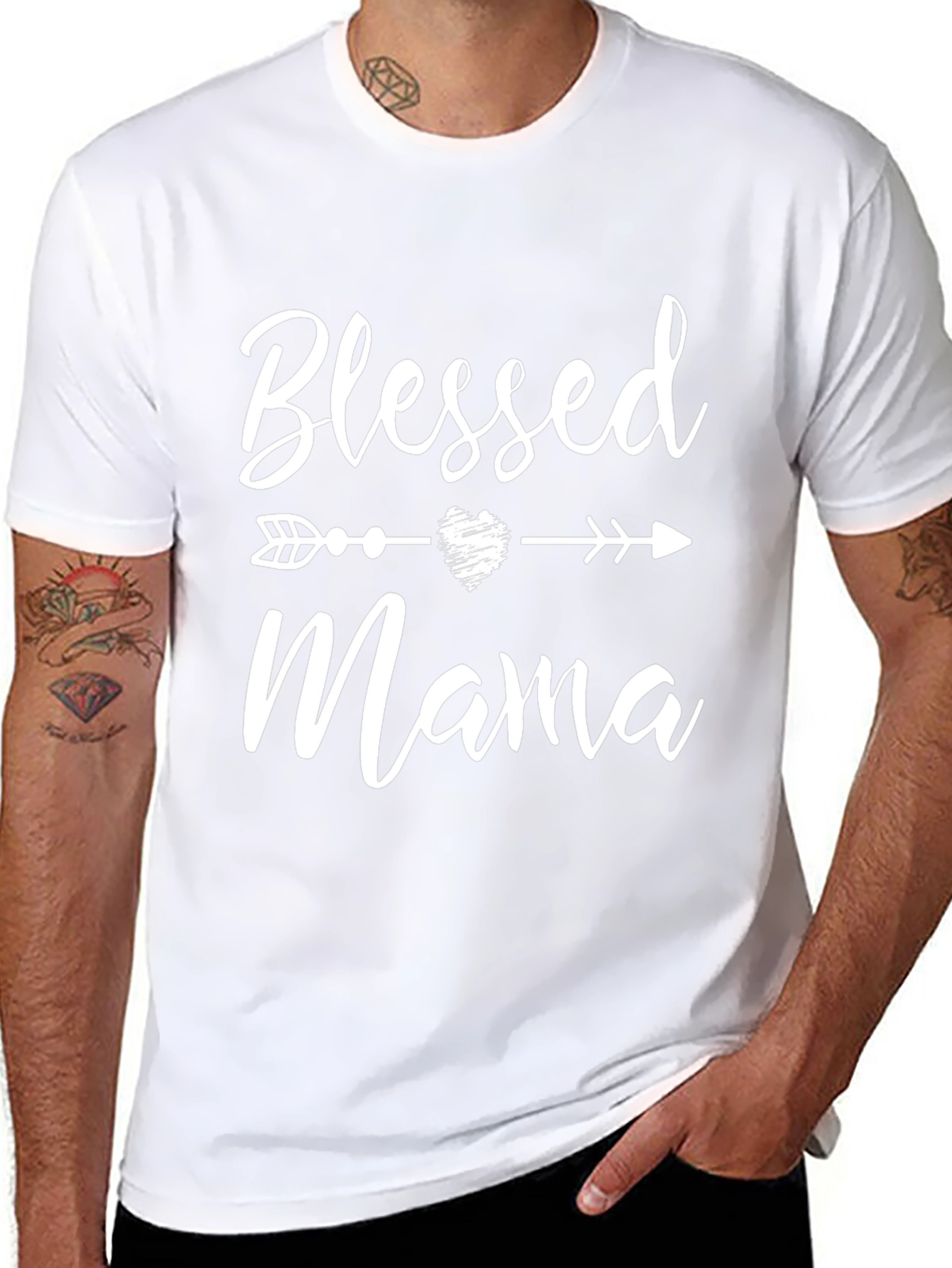 Blessed Mama Graphic Tee - Arrow Heart Design