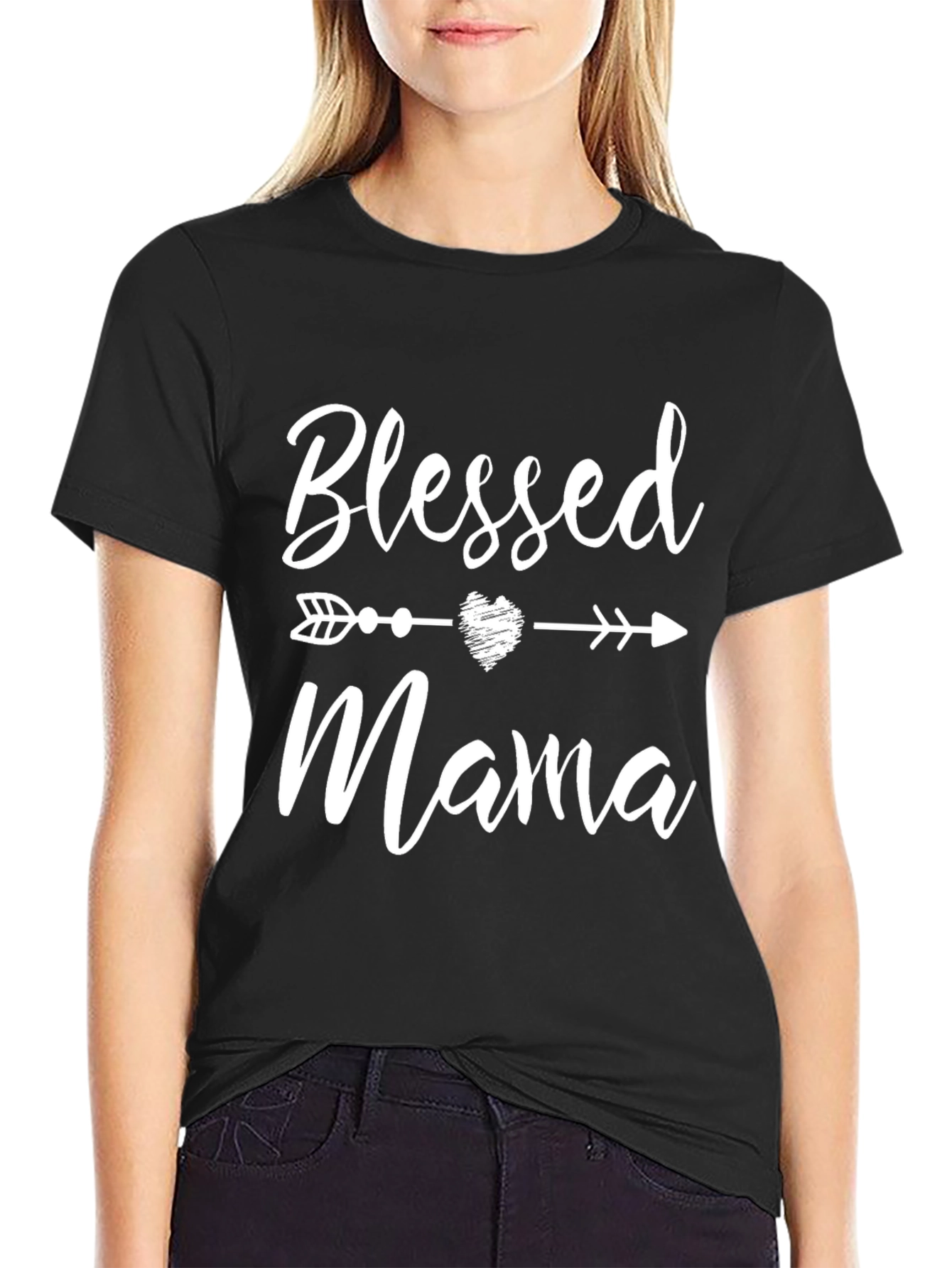 Blessed Mama Graphic Tee - Arrow Heart Design