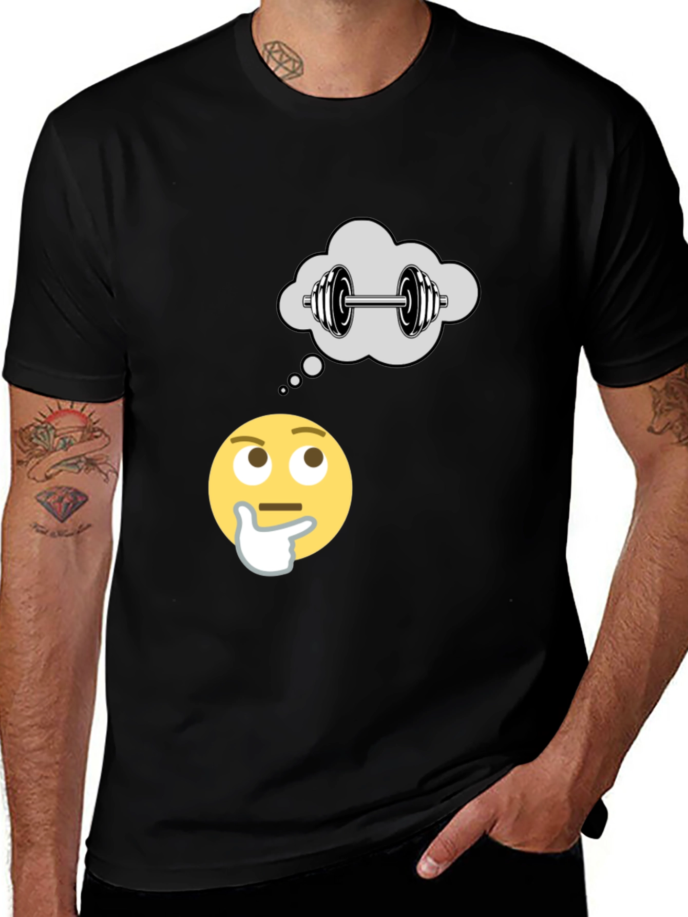 Thinking About Weights Black T-Shirt