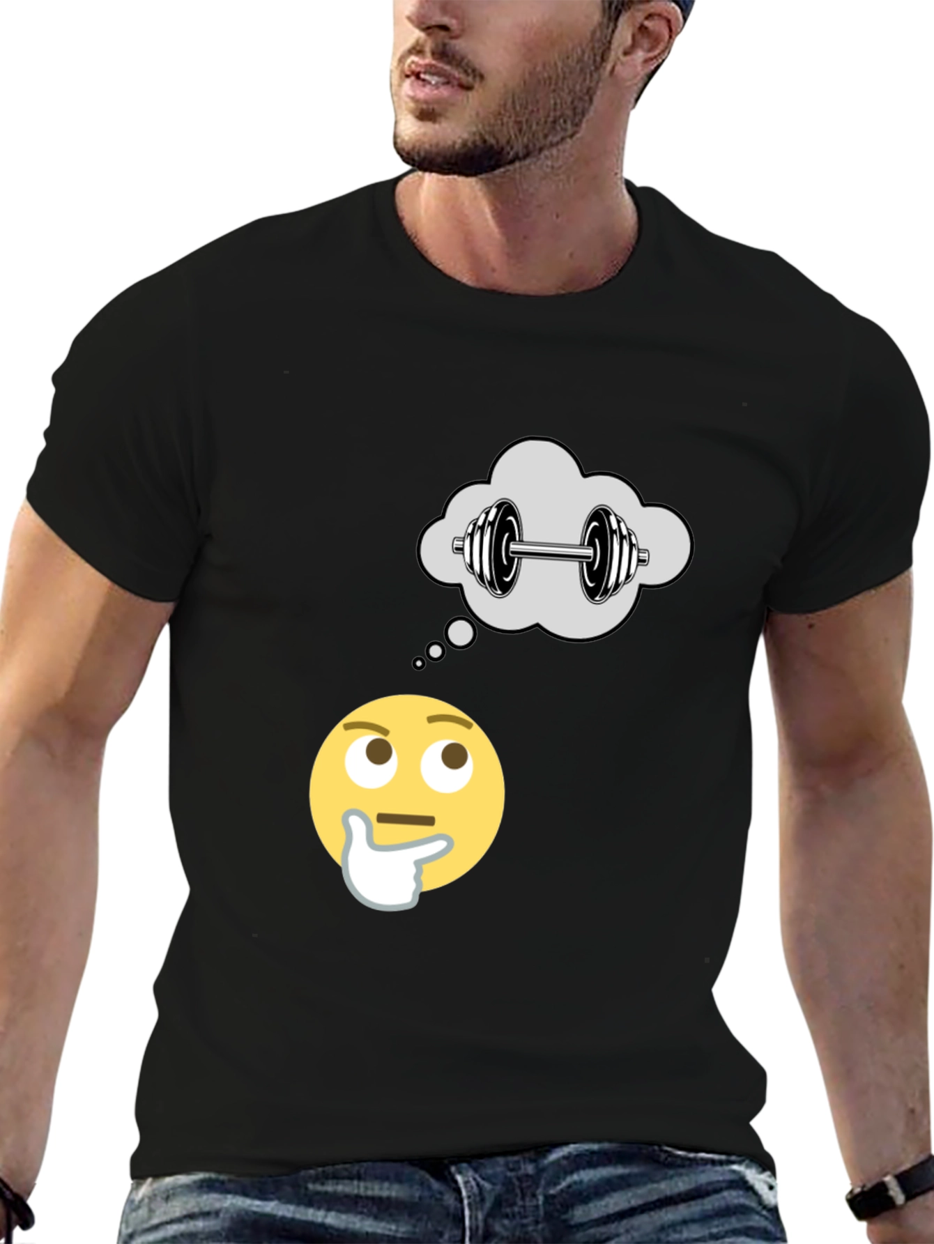 Thinking About Weights Black T-Shirt