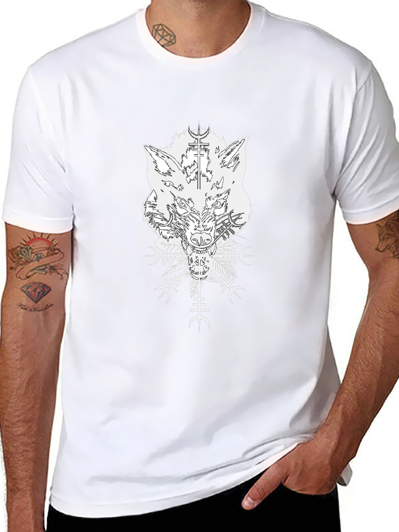 Wolf & Viking Symbol Graphic Black T-Shirt