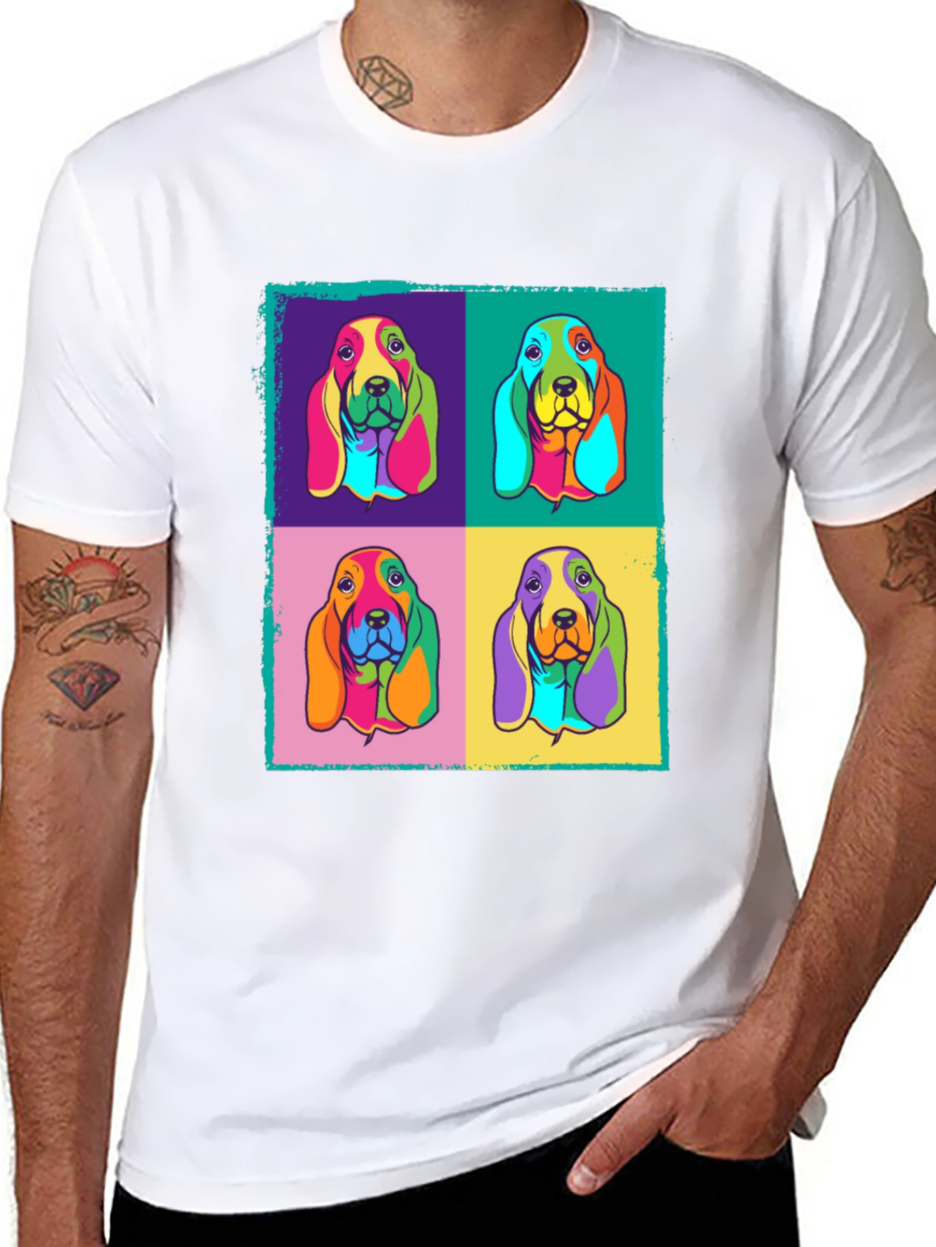 Pop Art Basset Hound Graphic Tee