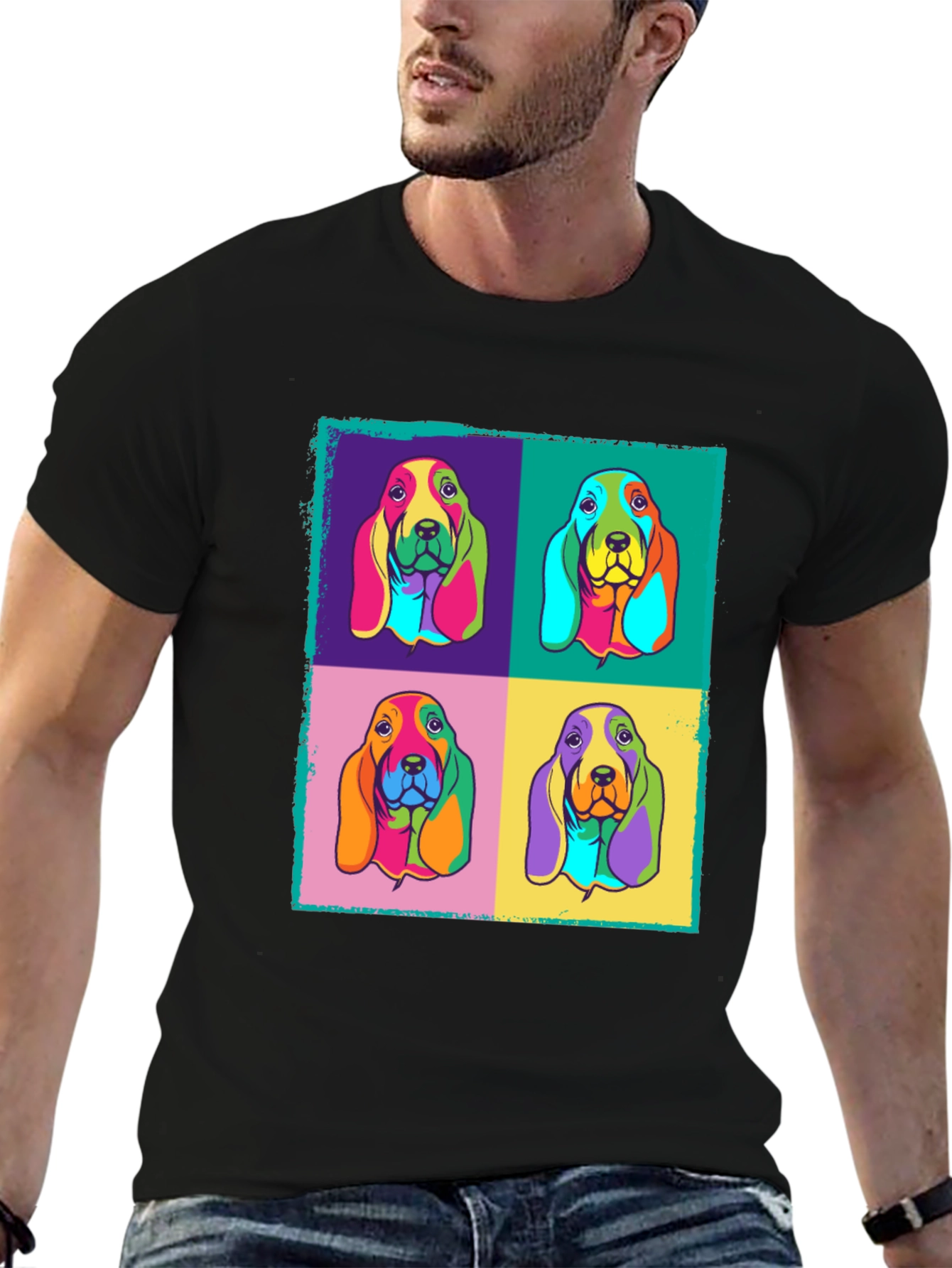 Pop Art Basset Hound Graphic Tee