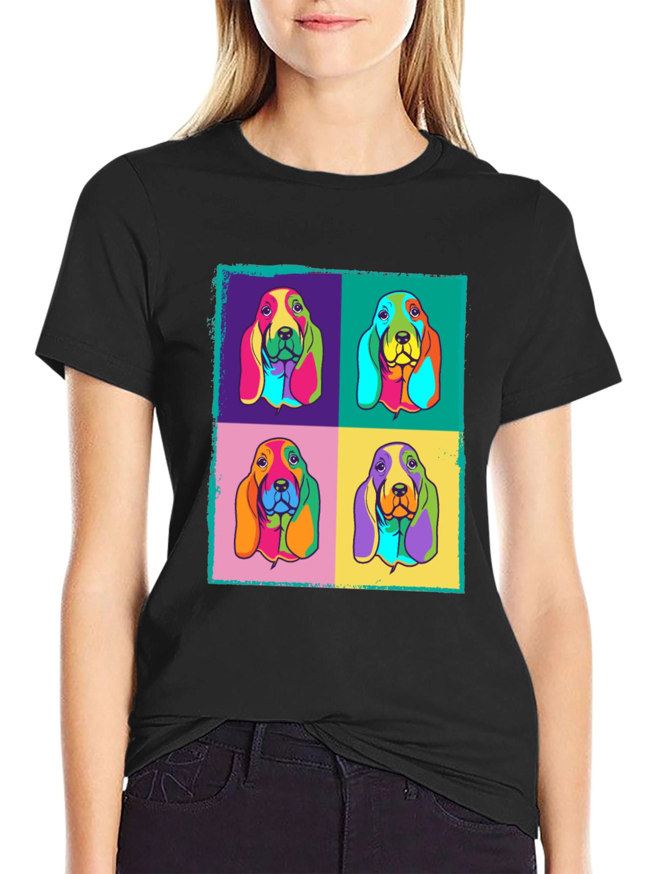 Pop Art Basset Hound Graphic Tee