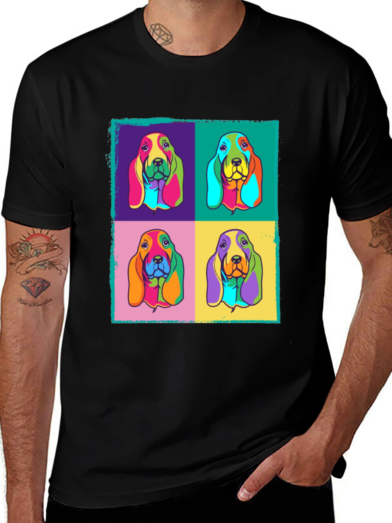 Pop Art Basset Hound Graphic Tee
