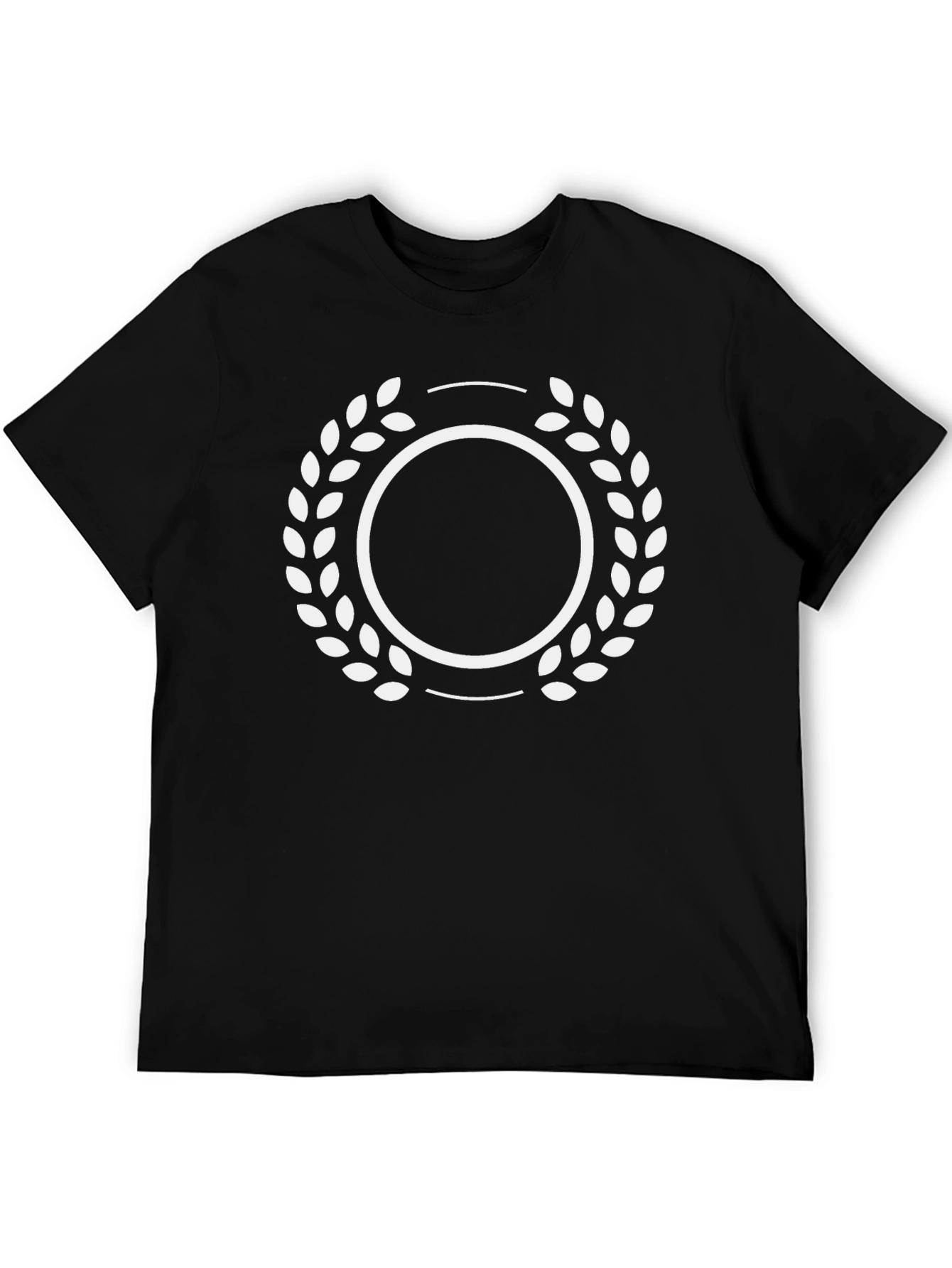 Black T-Shirt with White Laurel Wreath Graphic