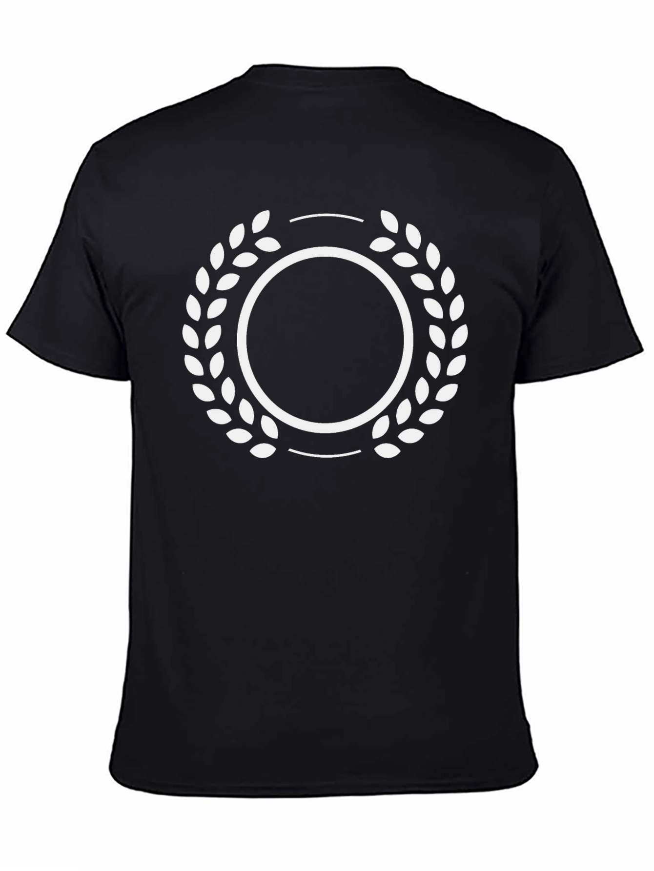 Black T-Shirt with White Laurel Wreath Graphic