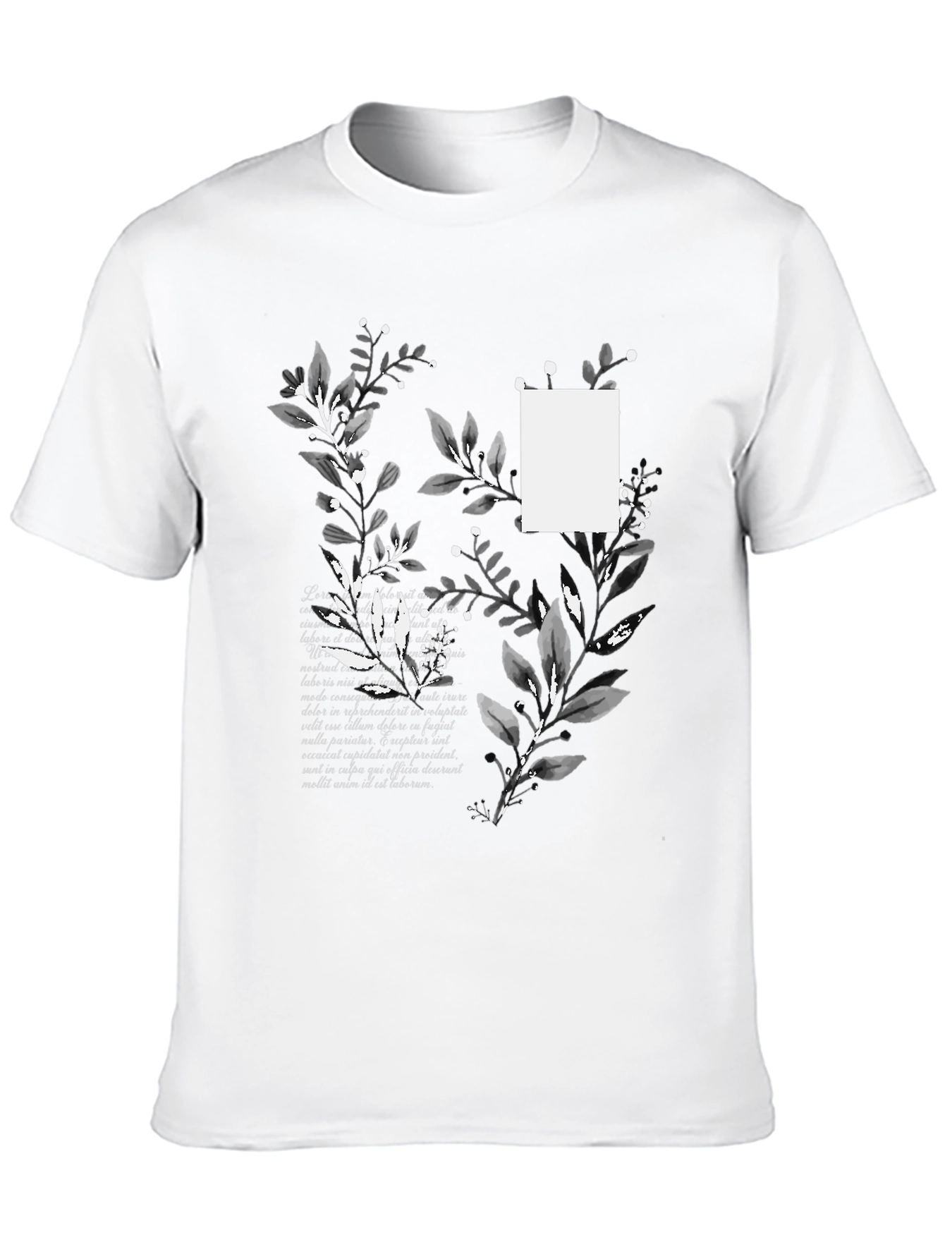Botanical Script Mens Black T-Shirt