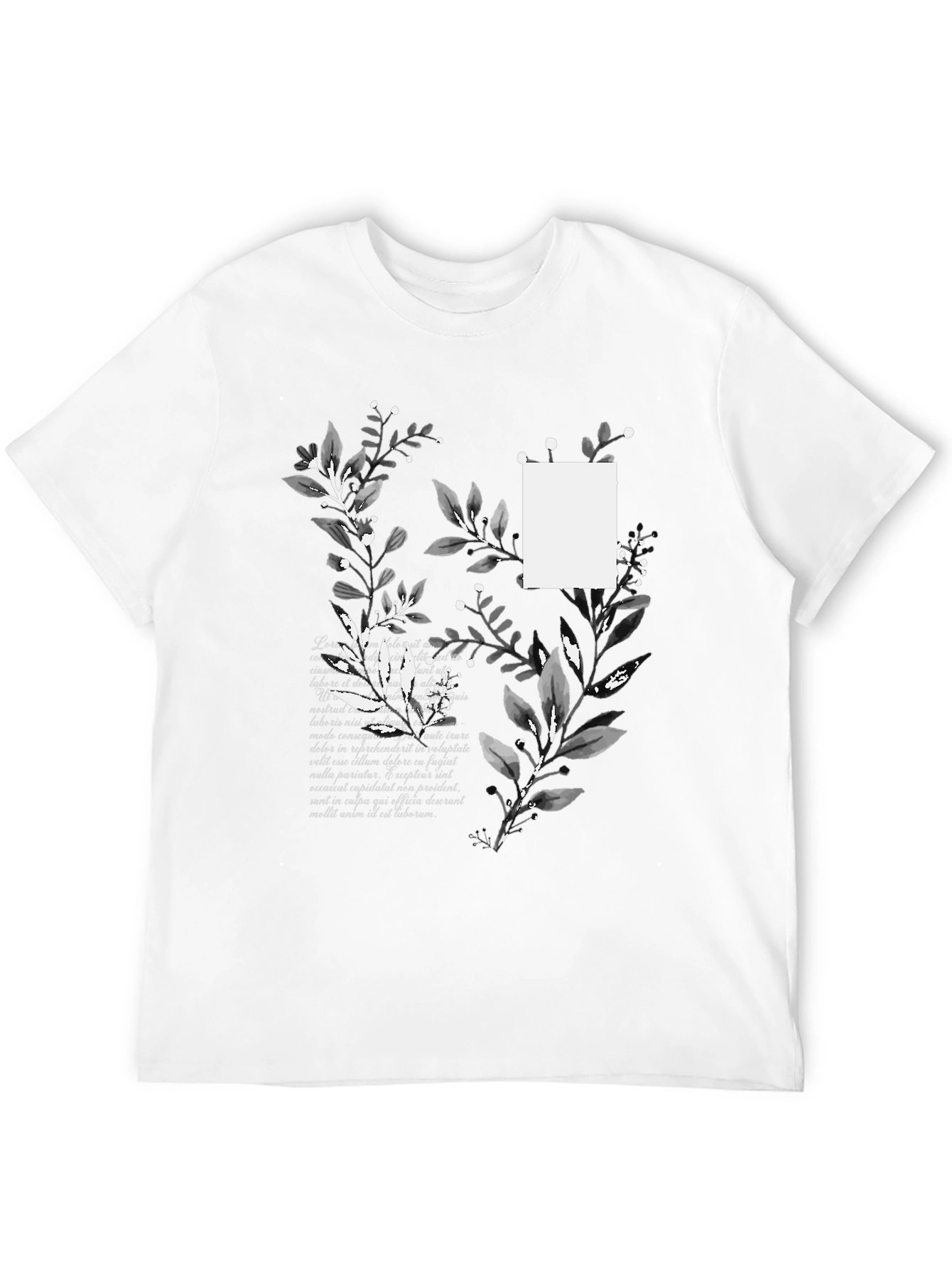 Botanical Script Mens Black T-Shirt