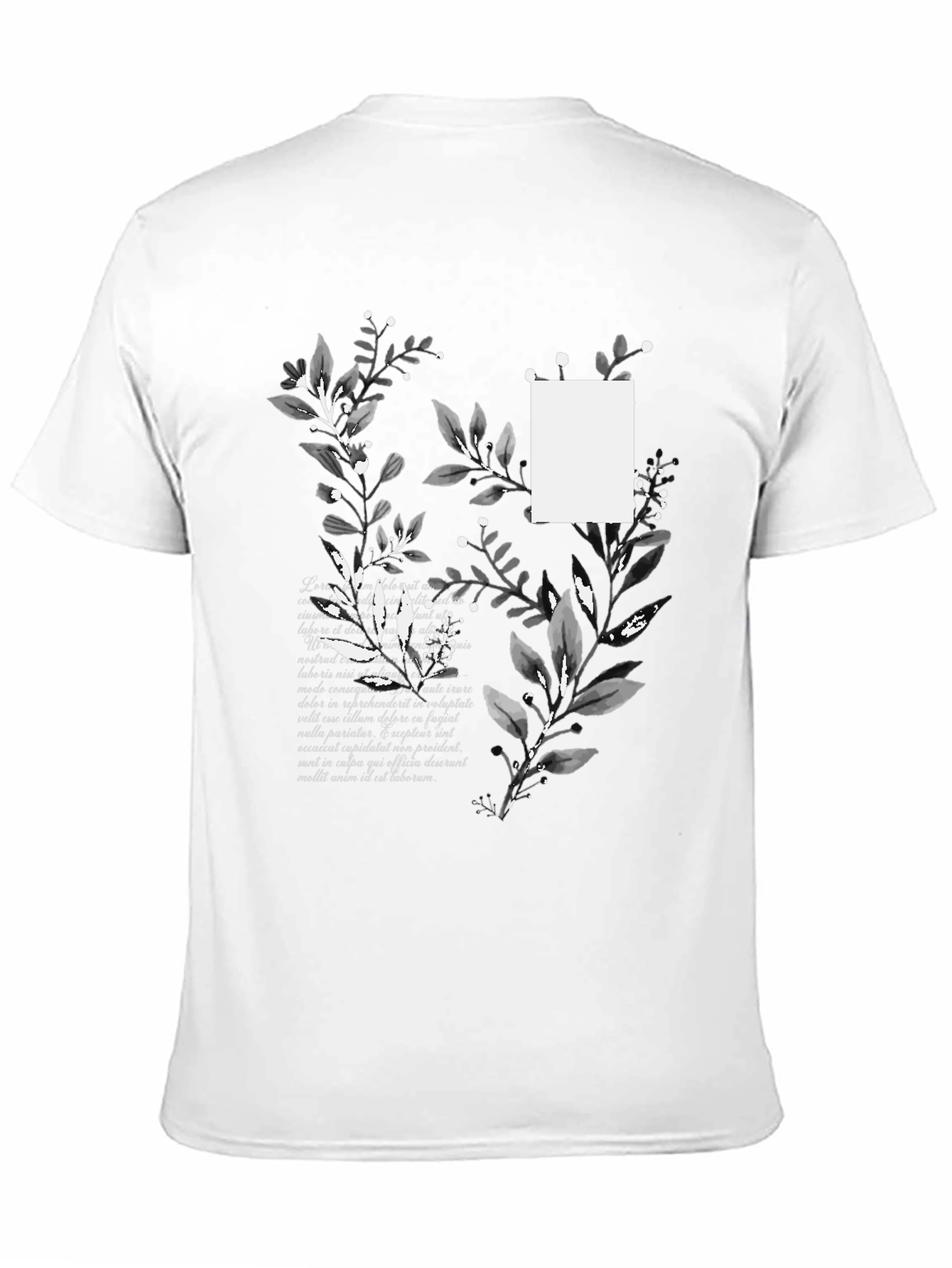 Botanical Script Mens Black T-Shirt