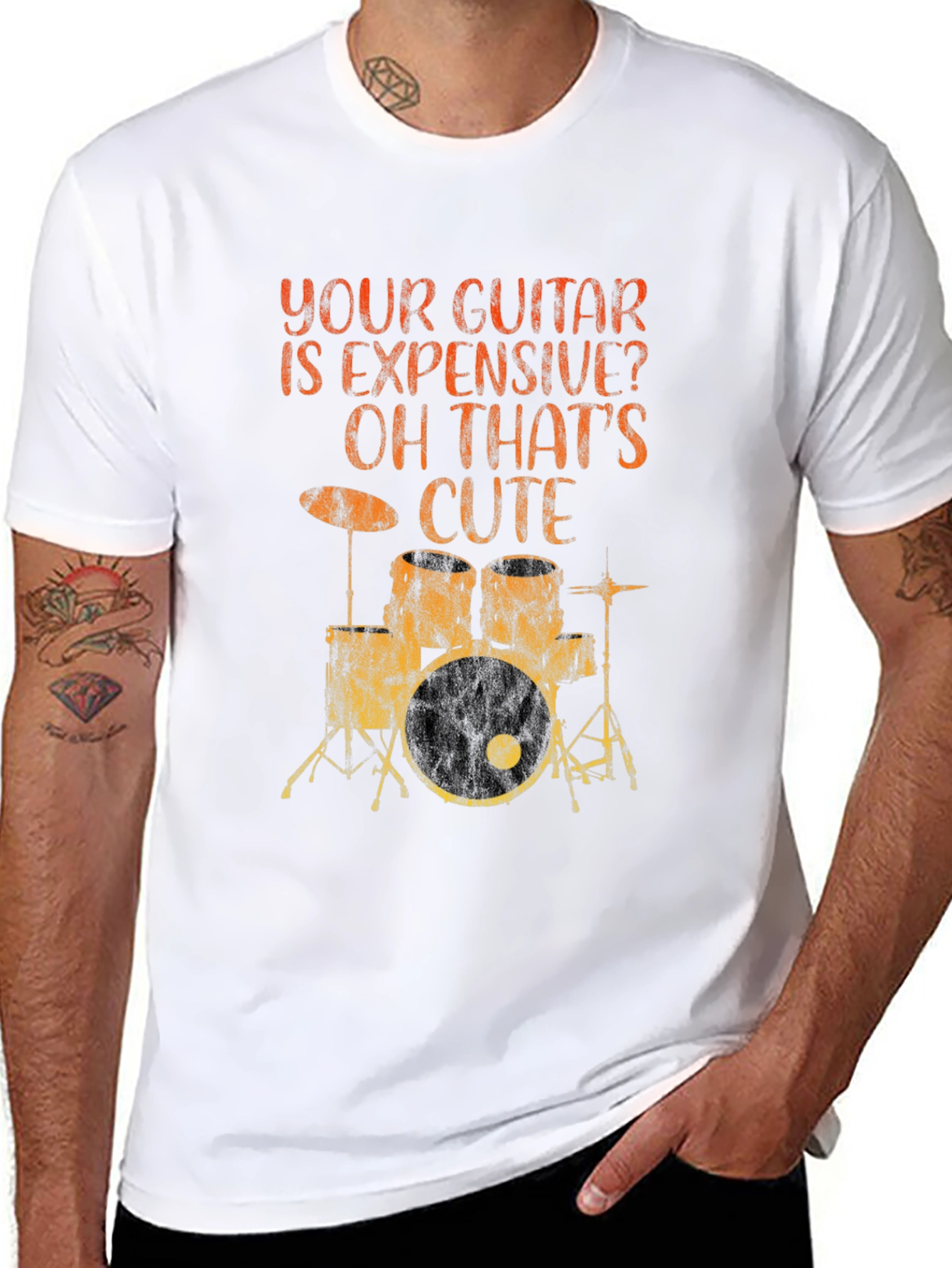 Funny Musician T-Shirt: Your Guitar Expensive? Drums Cute!