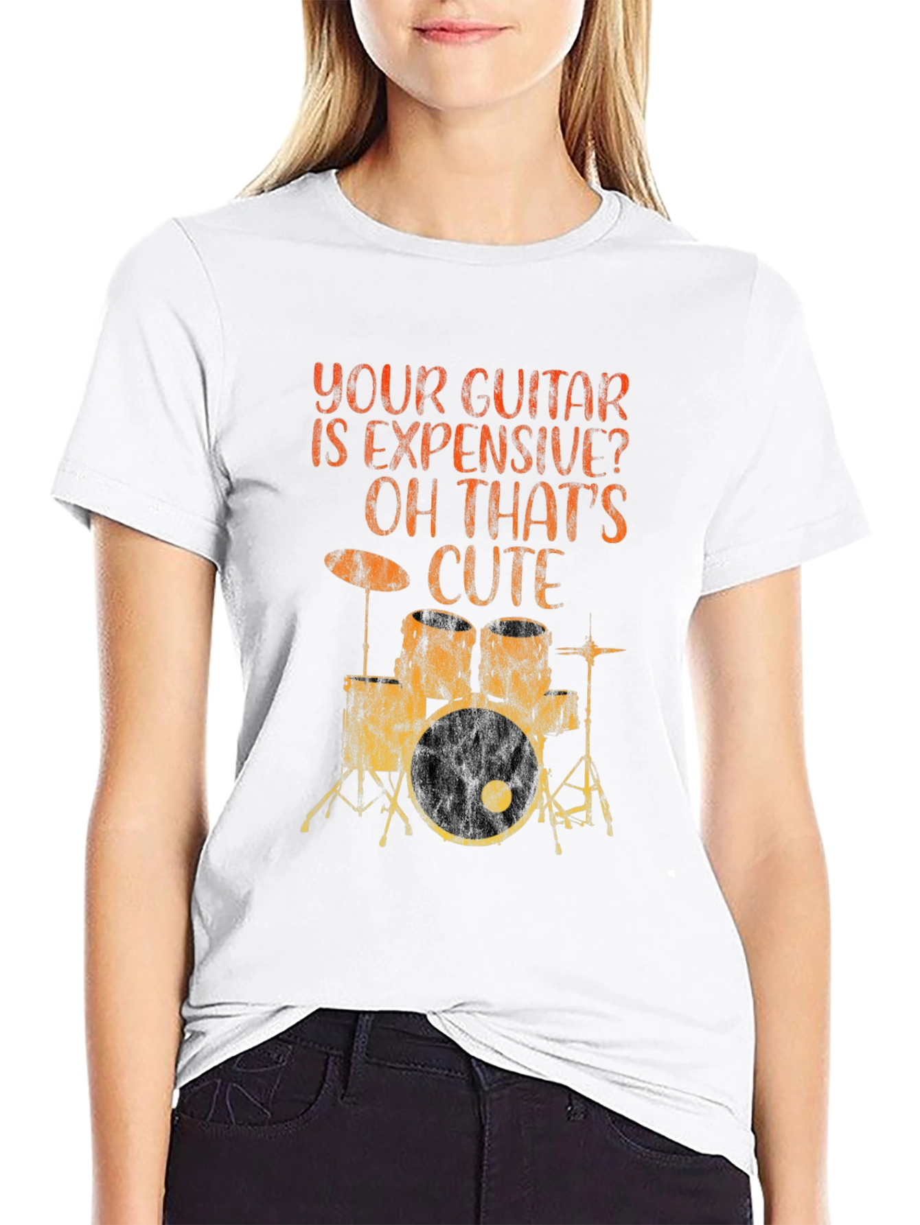 Funny Musician T-Shirt: Your Guitar Expensive? Drums Cute!