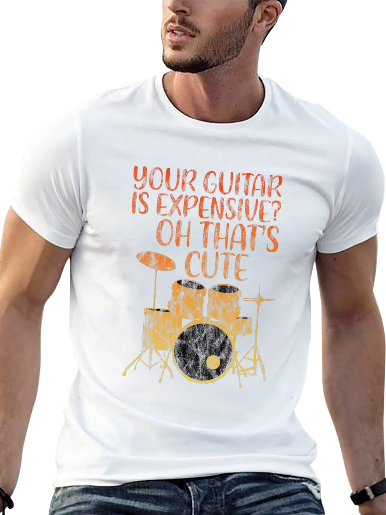 Funny Musician T-Shirt: Your Guitar Expensive? Drums Cute!
