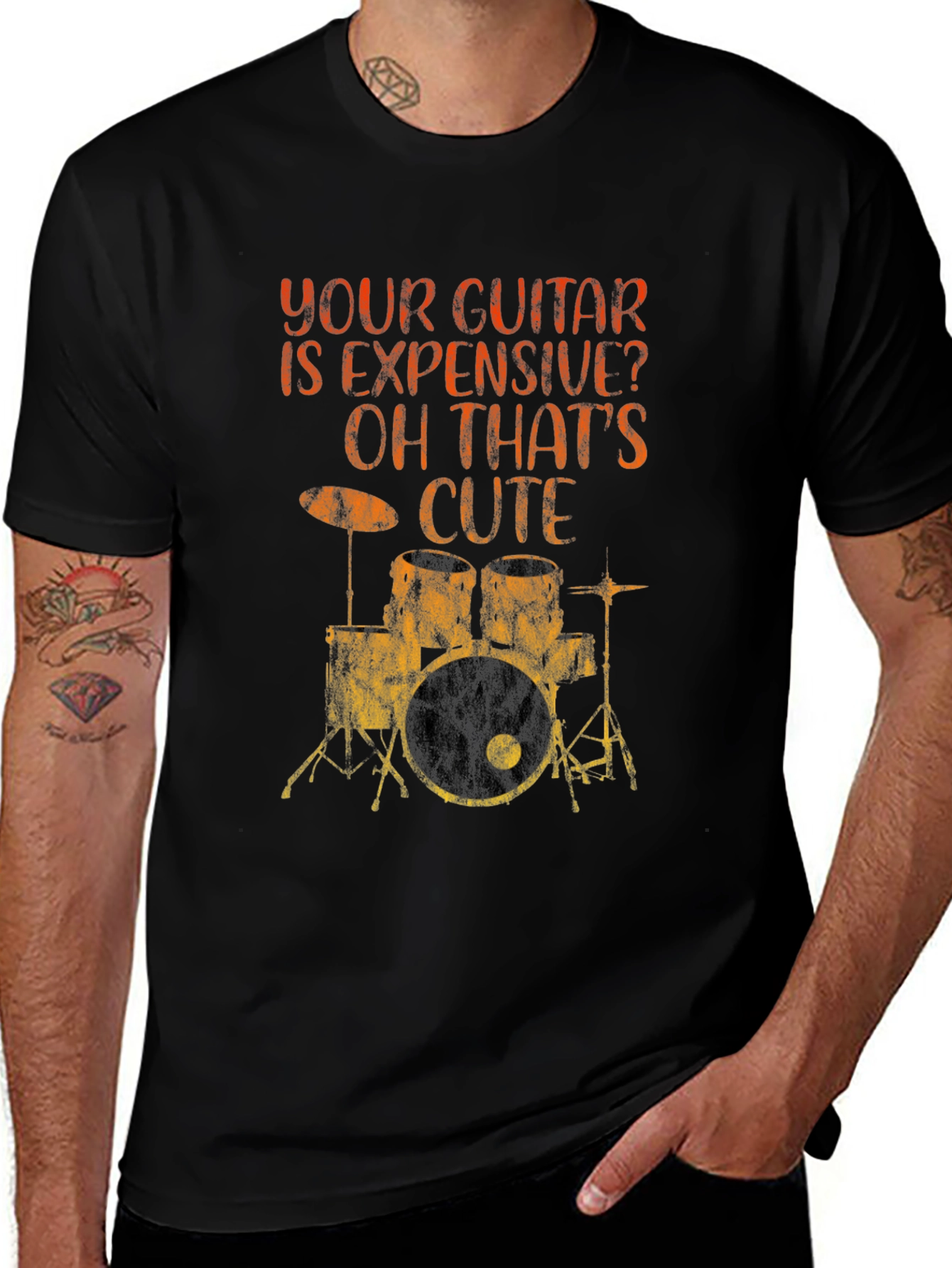 Funny Musician T-Shirt: Your Guitar Expensive? Drums Cute!