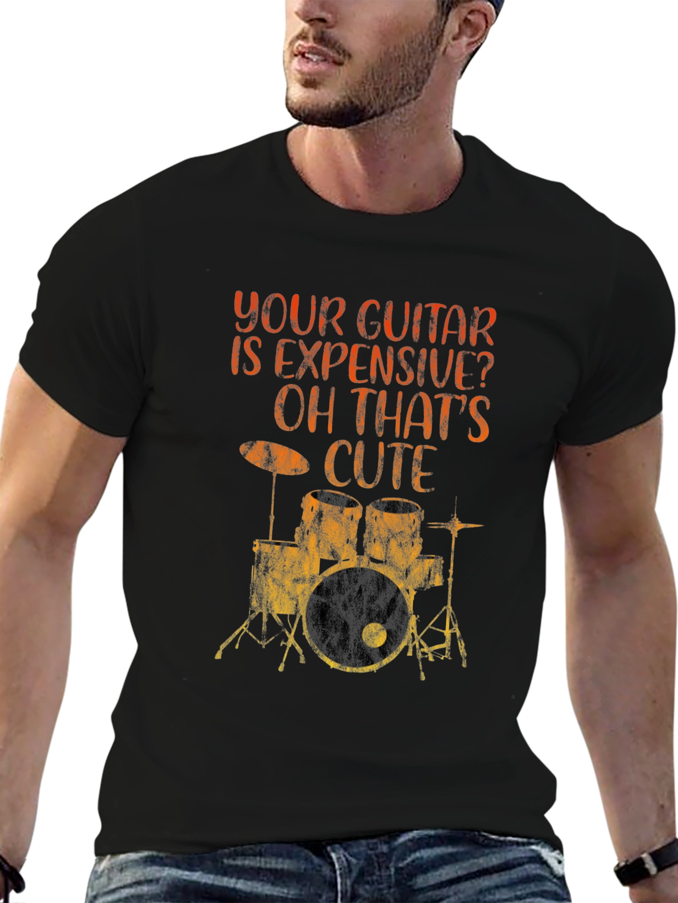 Funny Musician T-Shirt: Your Guitar Expensive? Drums Cute!
