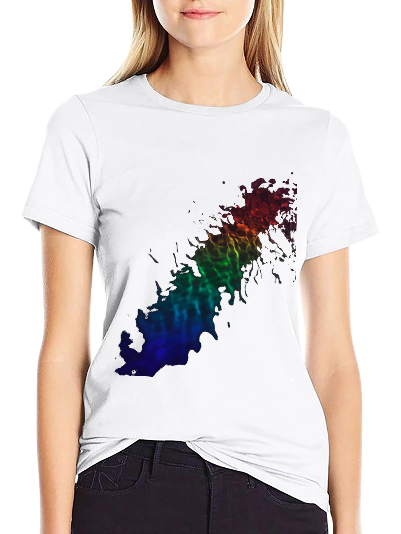 Rainbow Flame Graphic Black T-Shirt