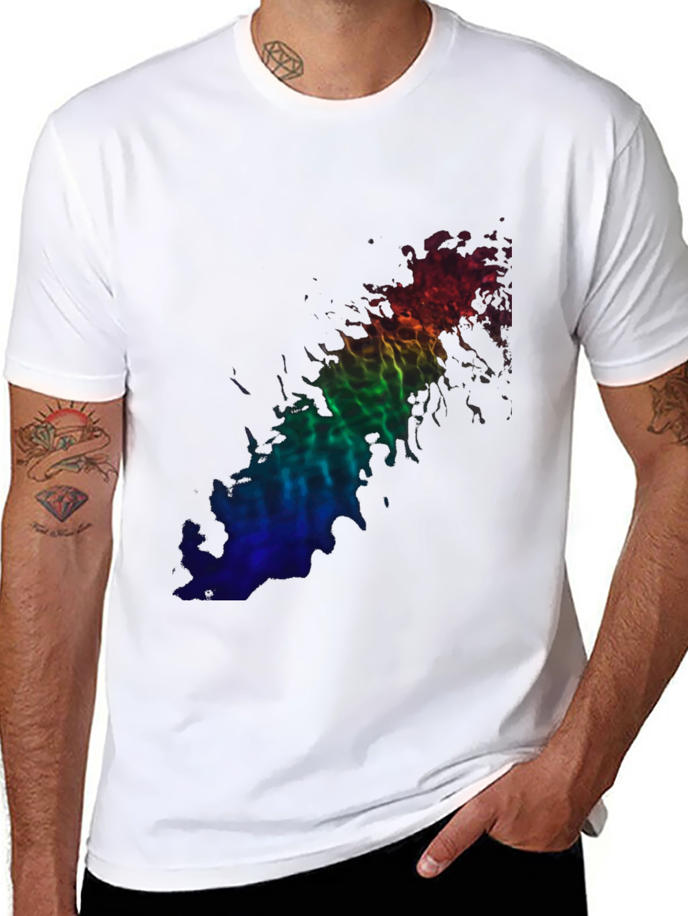 Rainbow Flame Graphic Black T-Shirt