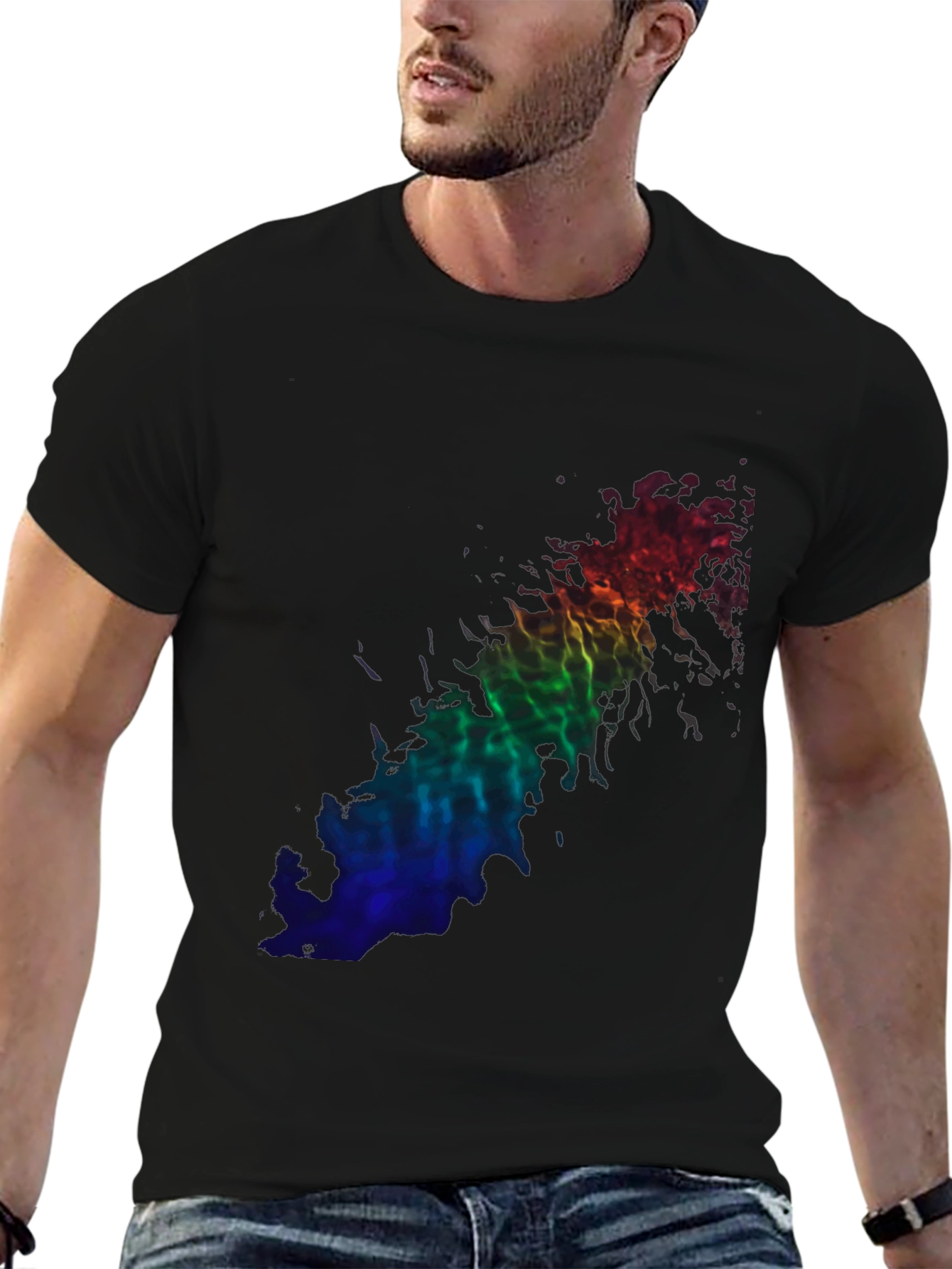 Rainbow Flame Graphic Black T-Shirt