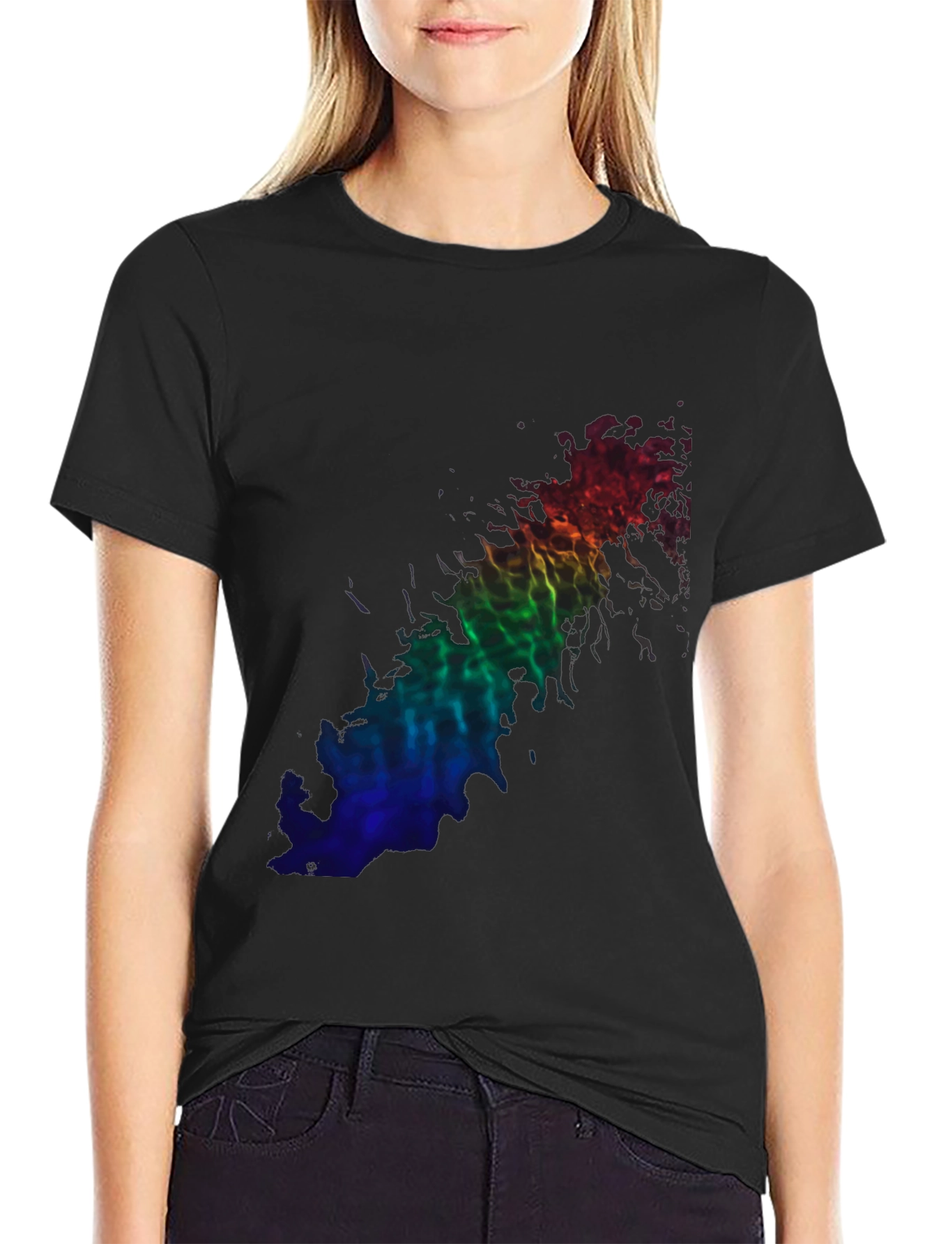 Rainbow Flame Graphic Black T-Shirt