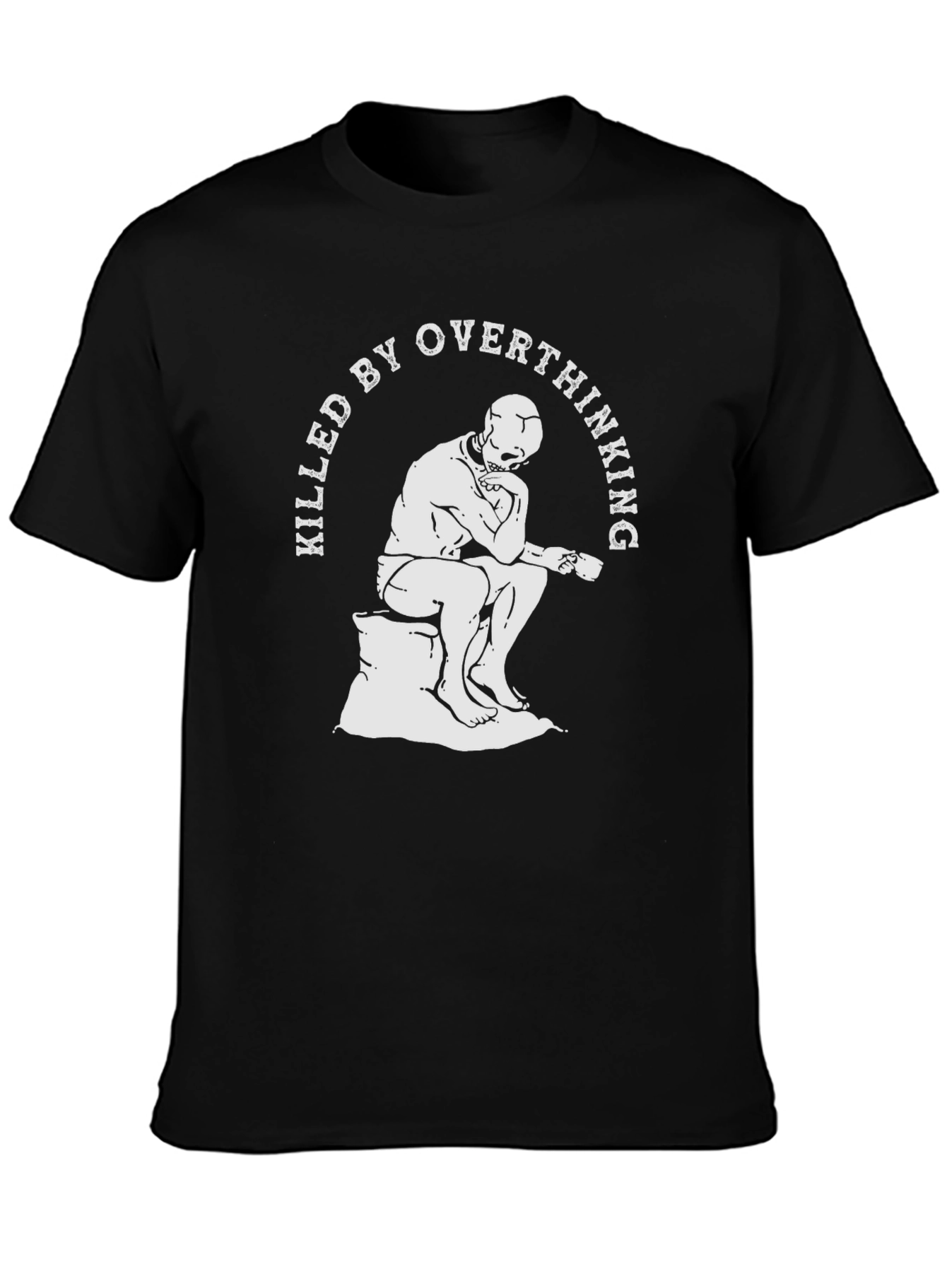 Killed By Overthinking Graphic Tee - Black Cotton T-Shirt
