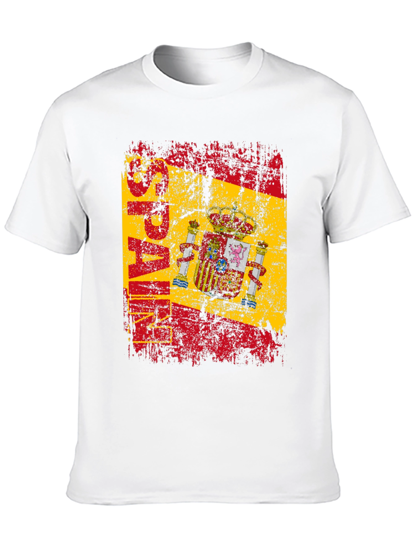 Spain Flag Graphic Print Black T-Shirt