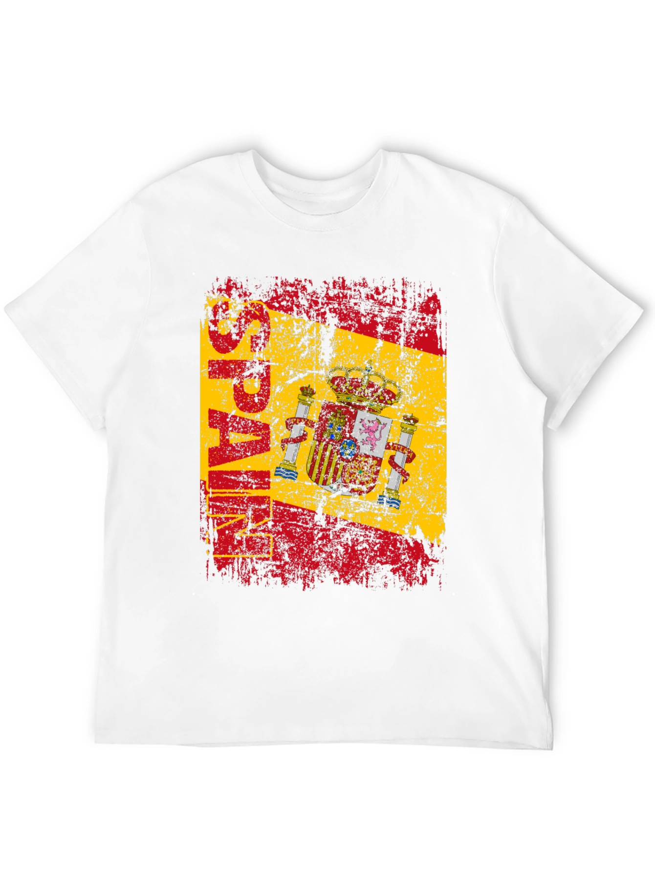 Spain Flag Graphic Print Black T-Shirt