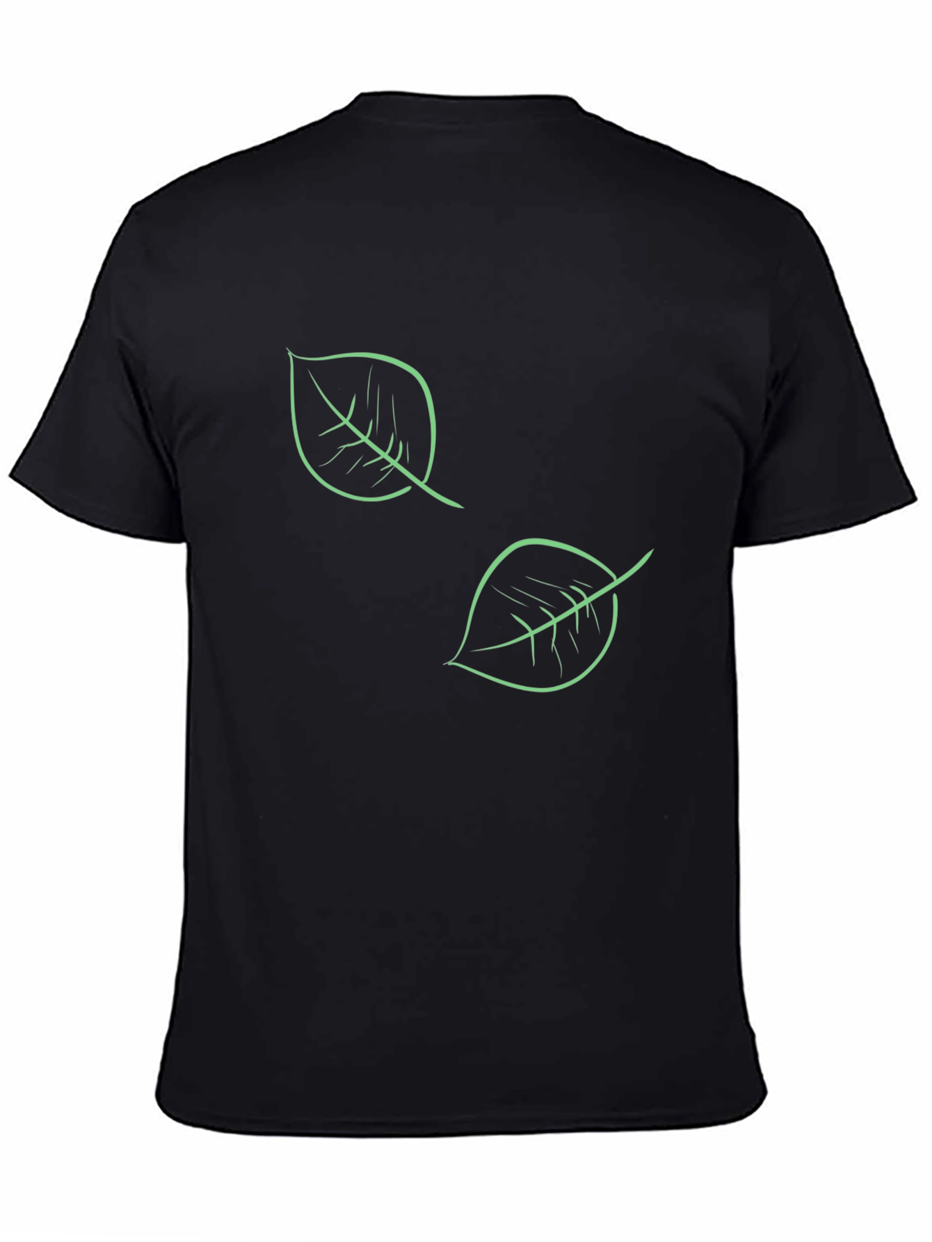 Nature Inspired Black T-Shirt with Leaf Design