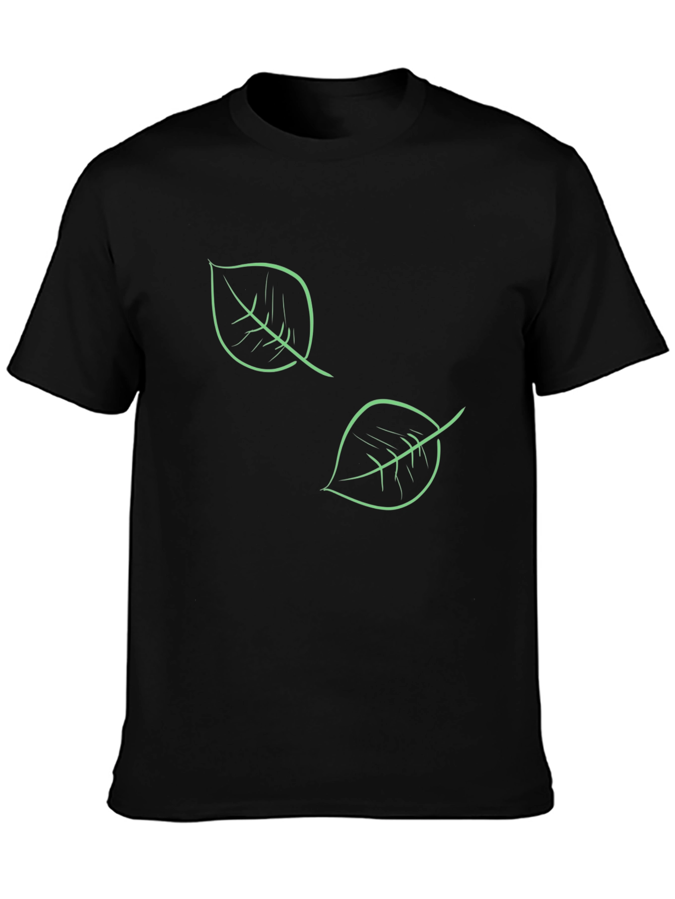 Nature Inspired Black T-Shirt with Leaf Design