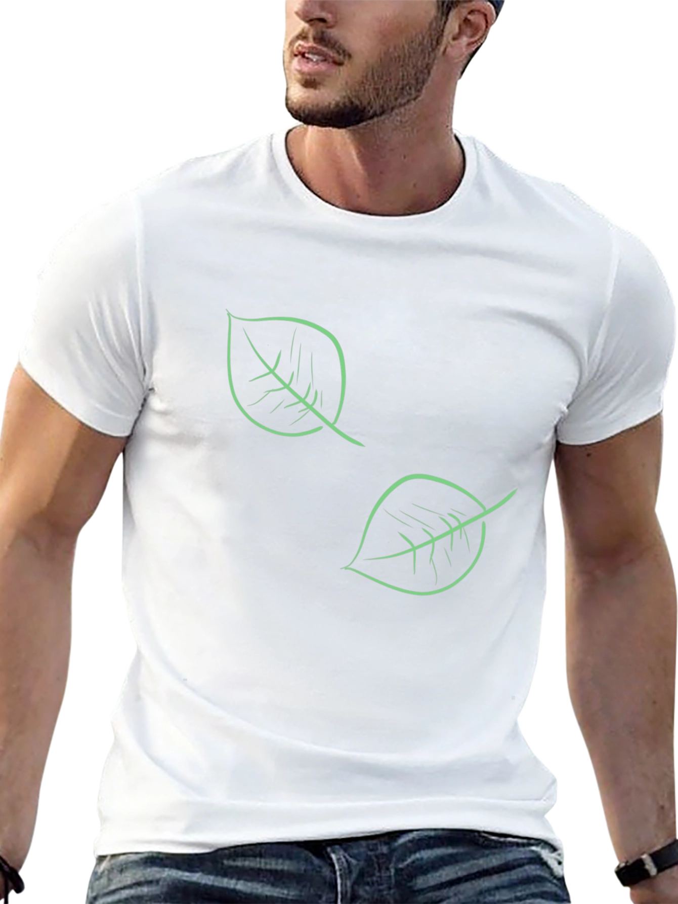 Nature Inspired Black T-Shirt with Leaf Design