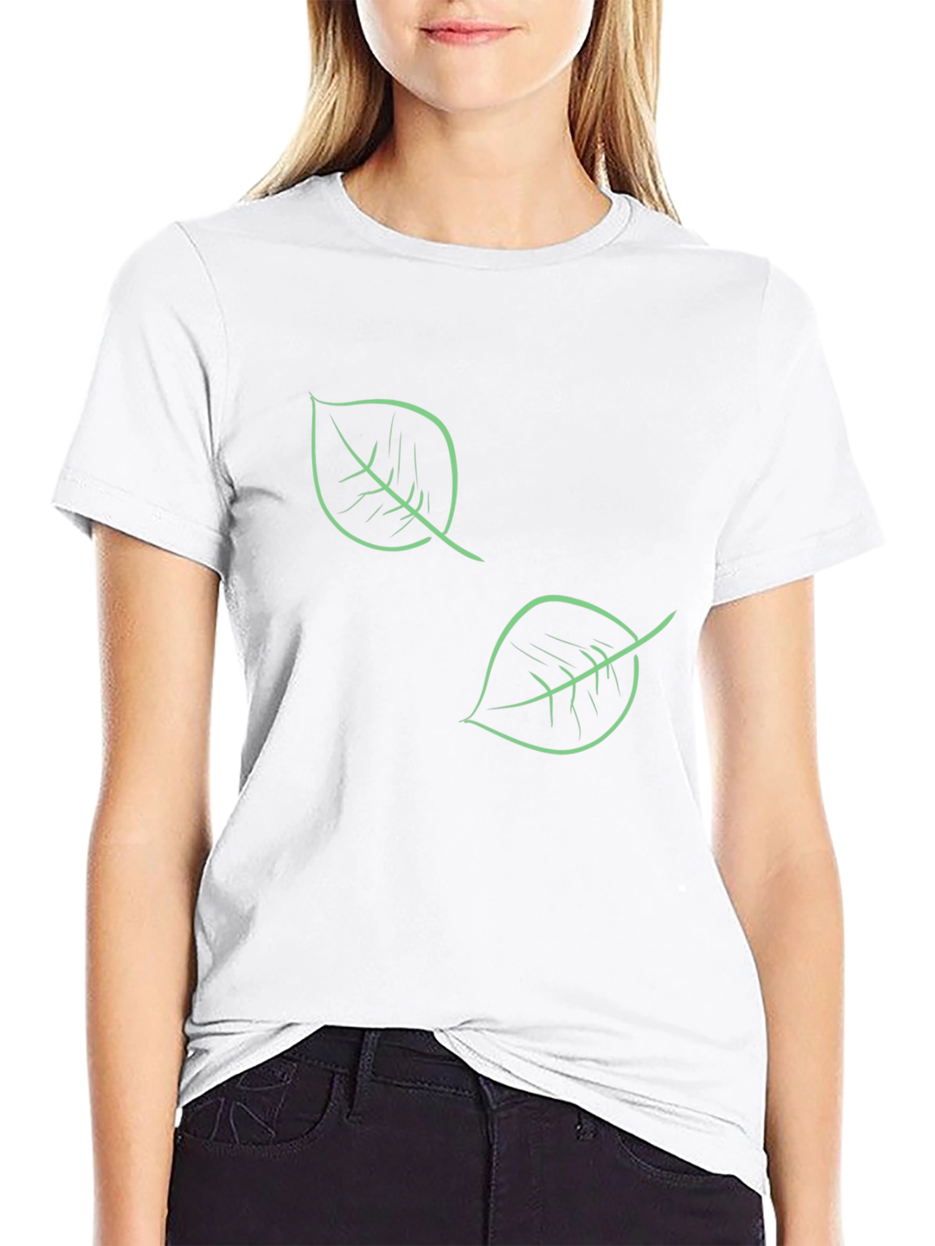 Nature Inspired Black T-Shirt with Leaf Design