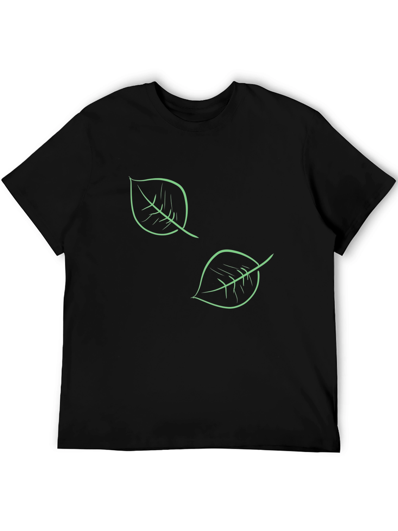 Nature Inspired Black T-Shirt with Leaf Design