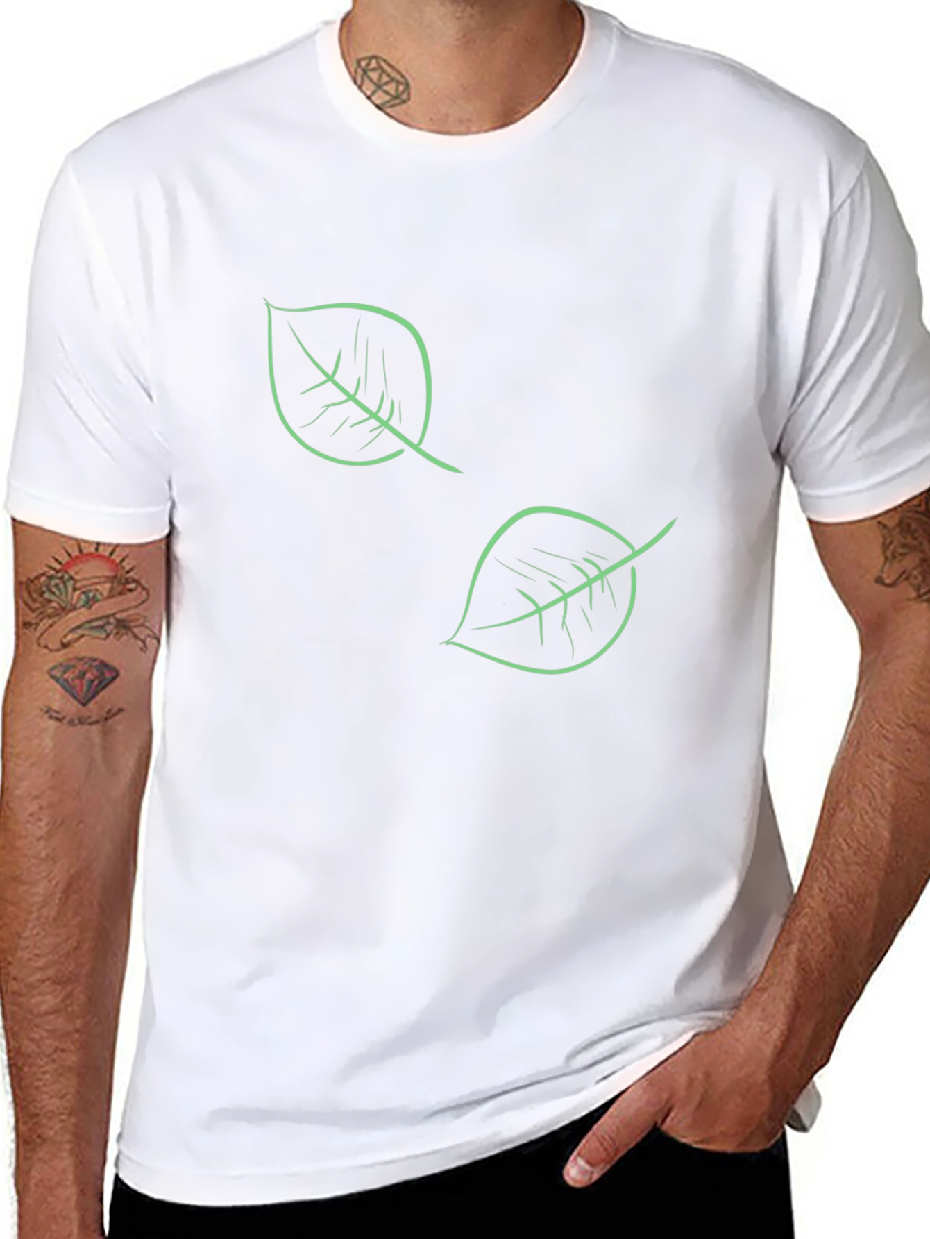 Nature Inspired Black T-Shirt with Leaf Design