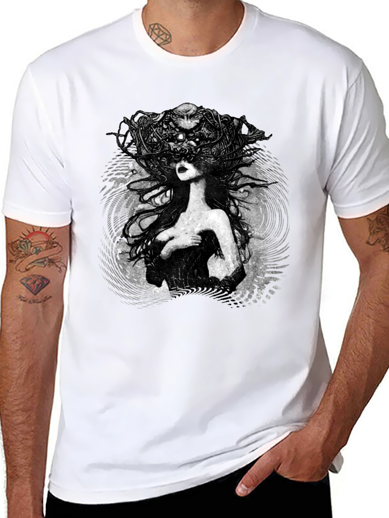 Mystic Woman Graphic Tee - Black Cotton T-Shirt