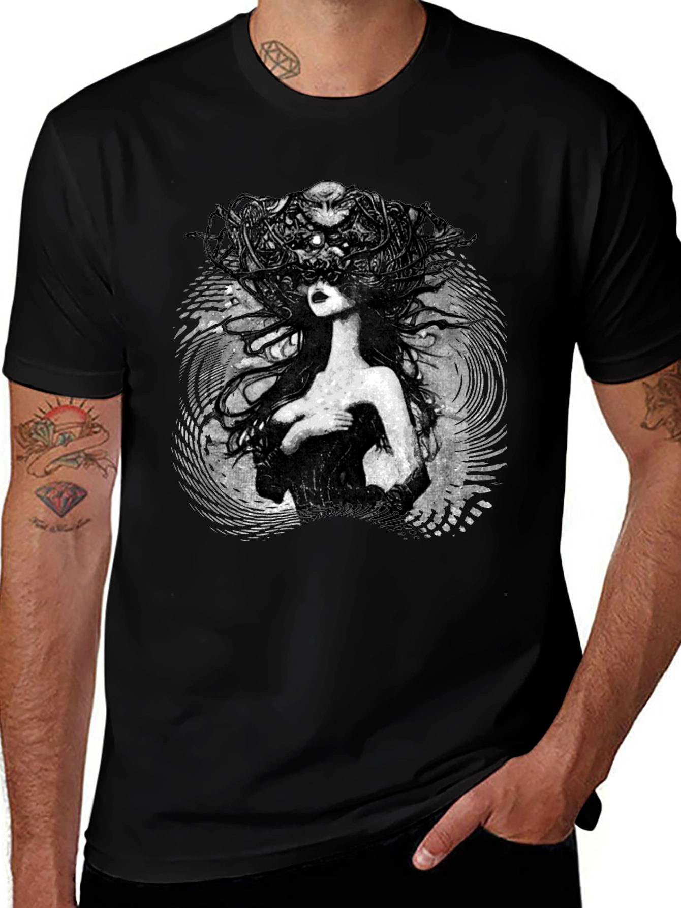 Mystic Woman Graphic Tee - Black Cotton T-Shirt