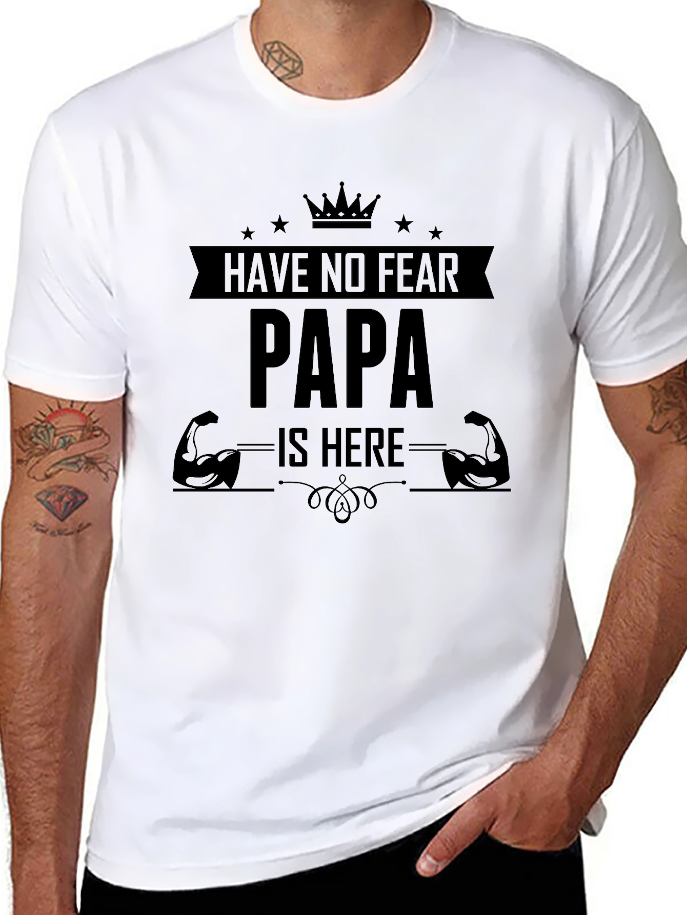 Have No Fear Papa Is Here Black T-Shirt