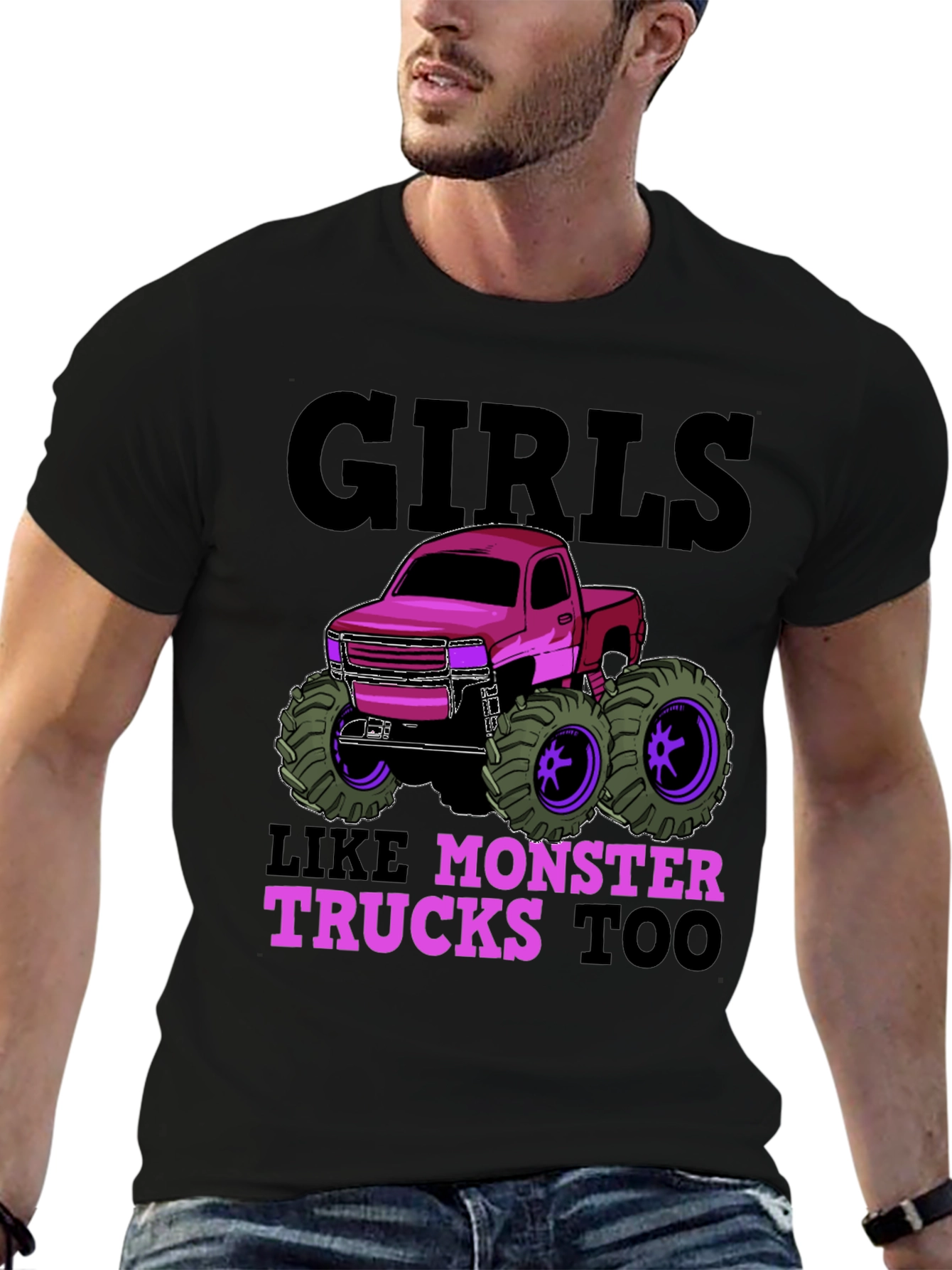 Girls Like Monster Trucks Too Graphic T-Shirt