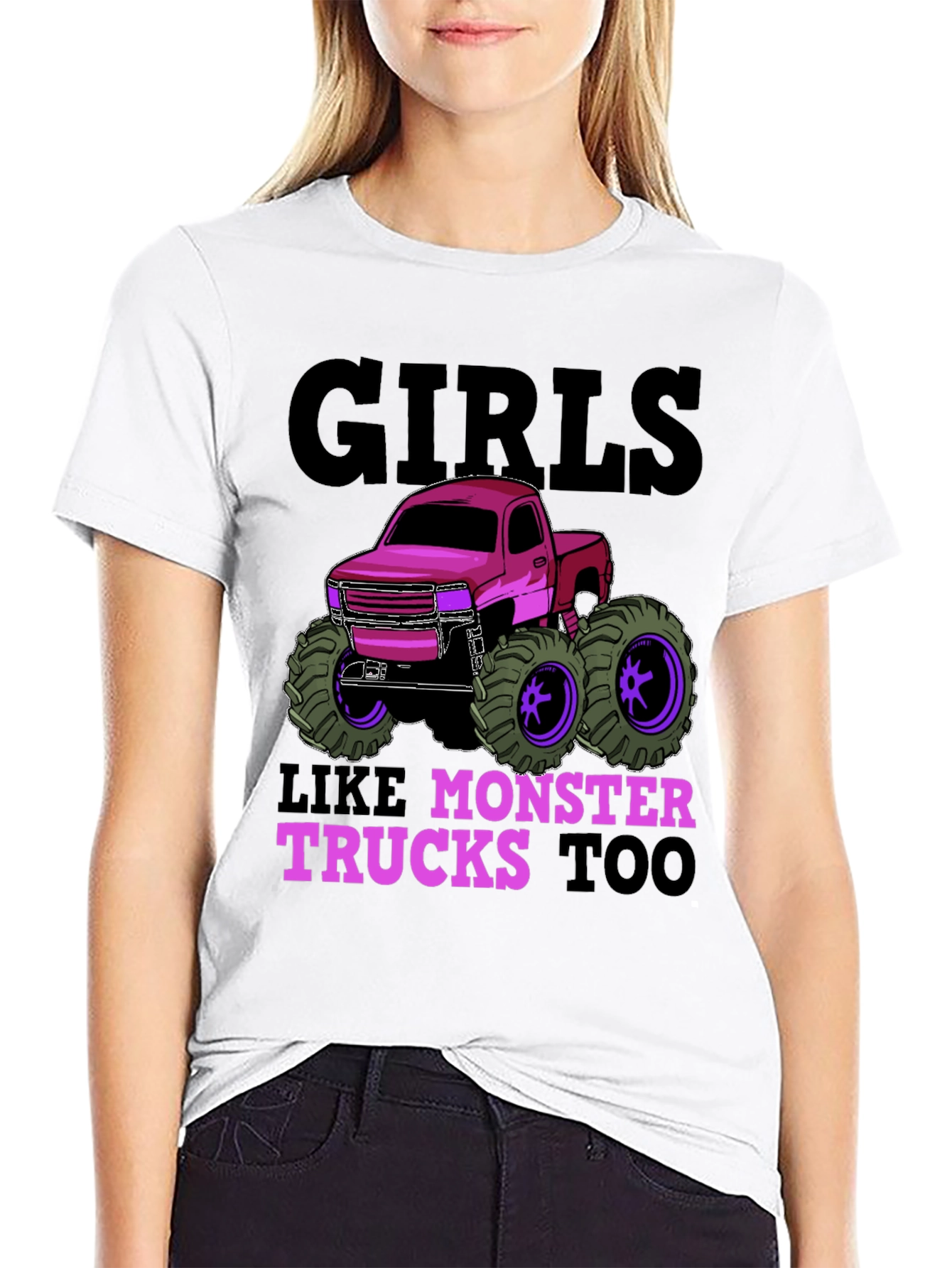 Girls Like Monster Trucks Too Graphic T-Shirt