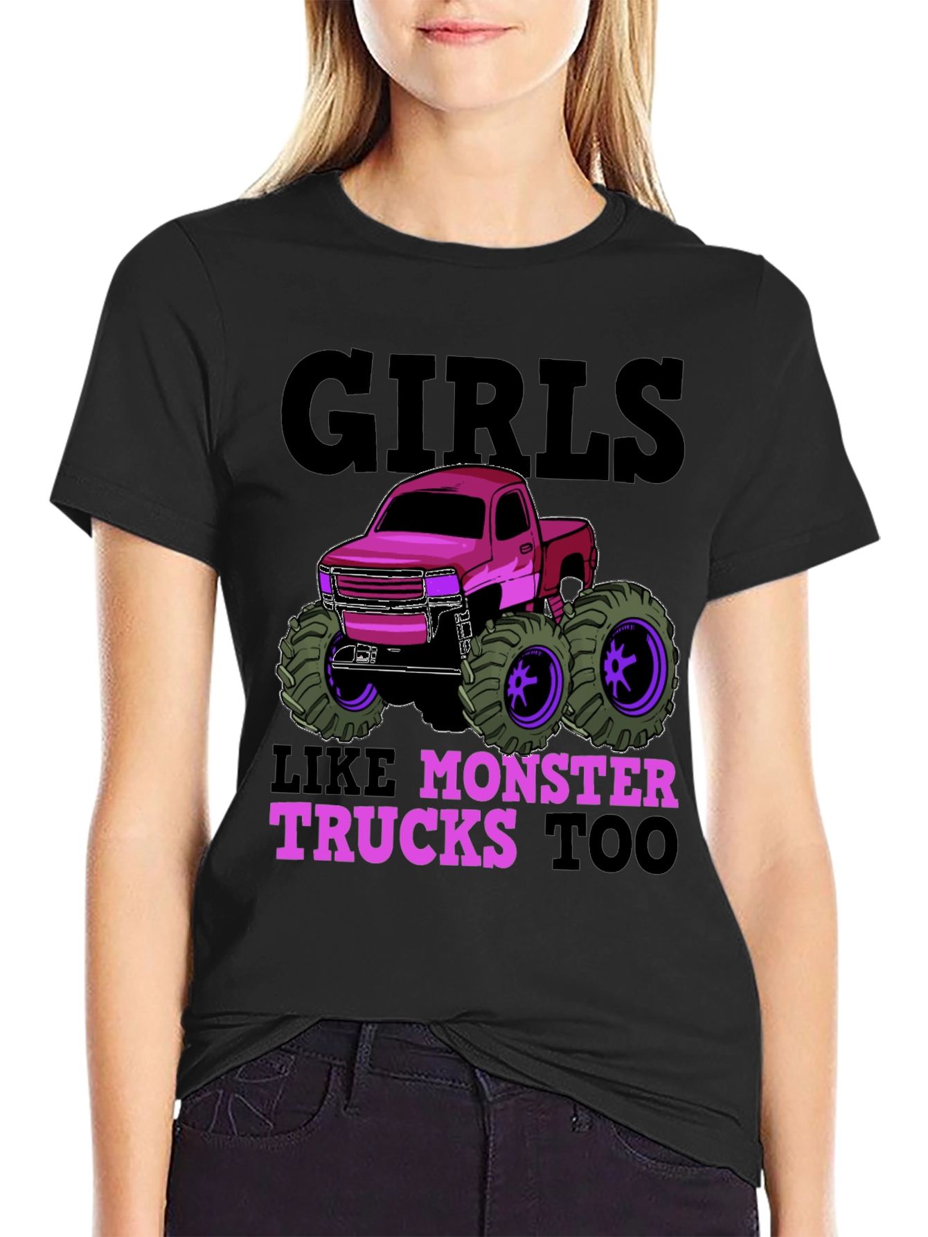 Girls Like Monster Trucks Too Graphic T-Shirt