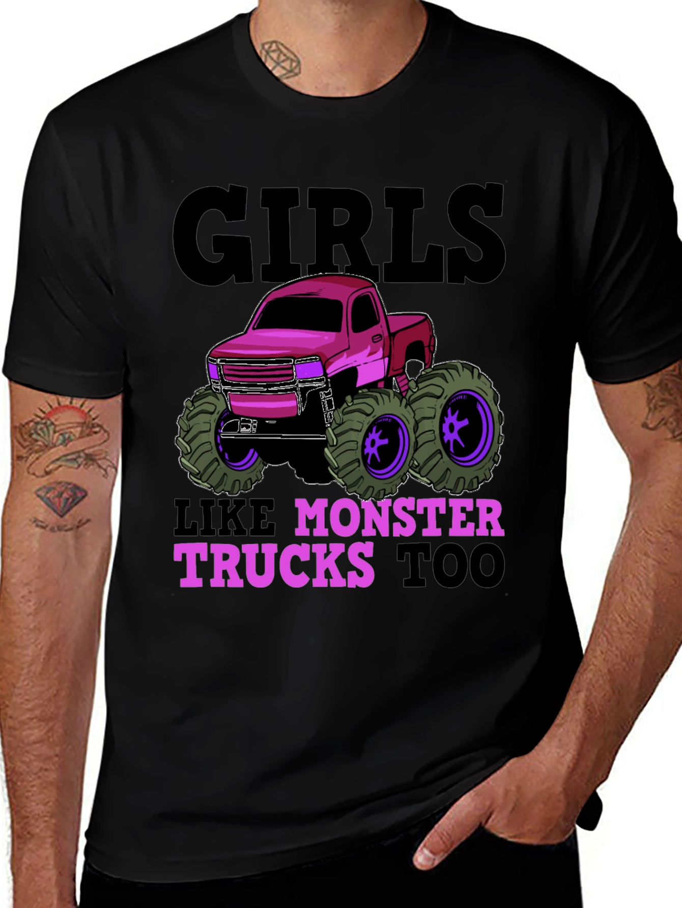 Girls Like Monster Trucks Too Graphic T-Shirt