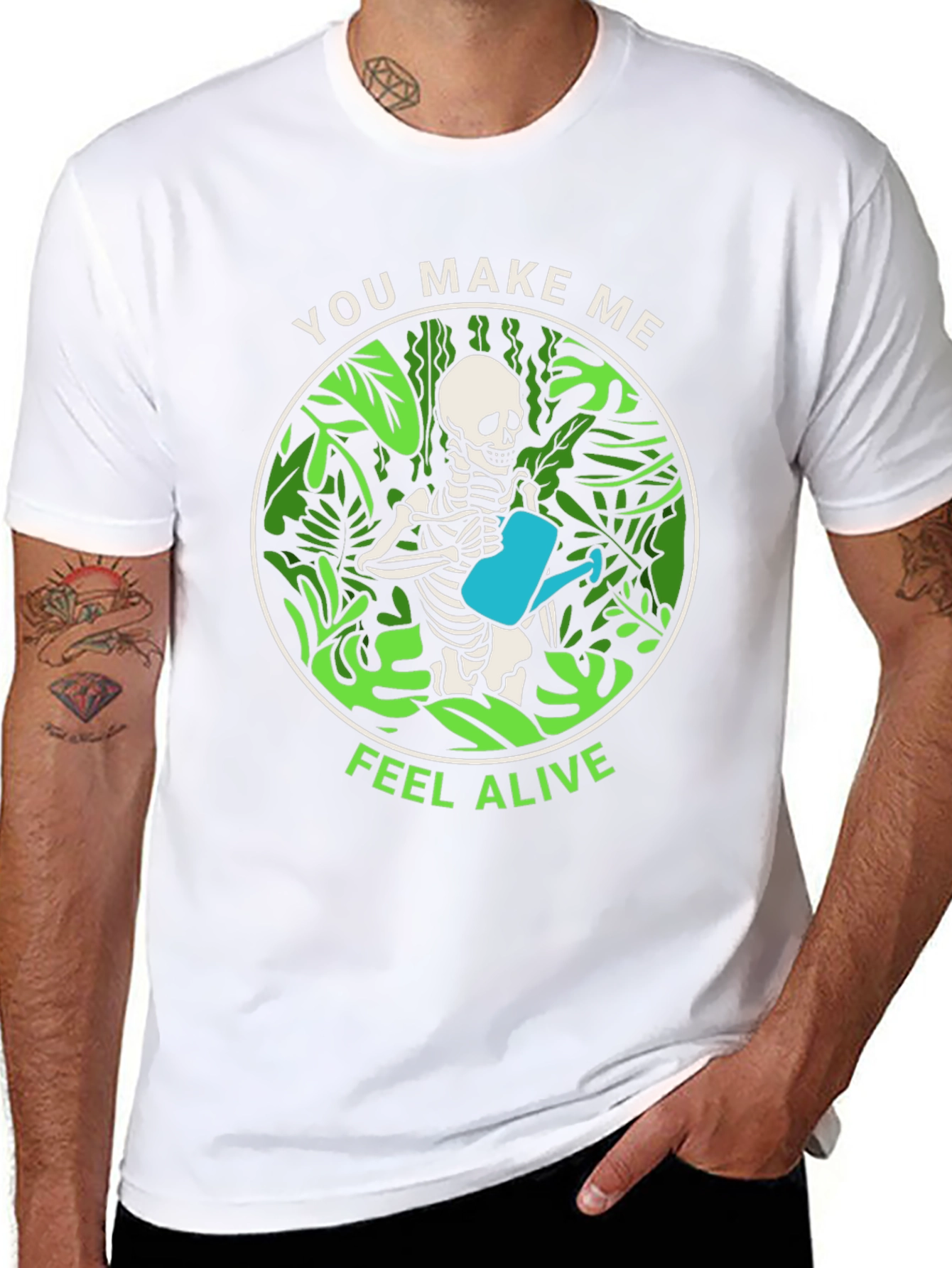 You Make Me Feel Alive Skeleton Watering Plants T-Shirt