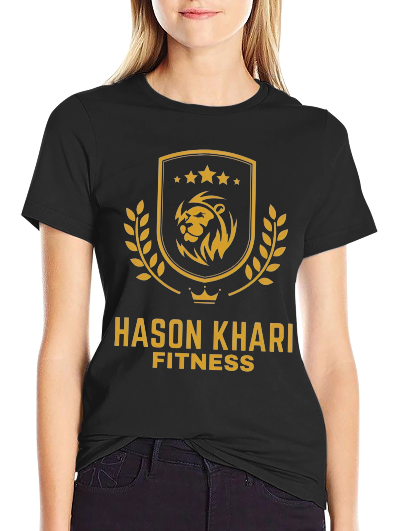 Hason Khari Fitness Black T-Shirt with Lion Logo