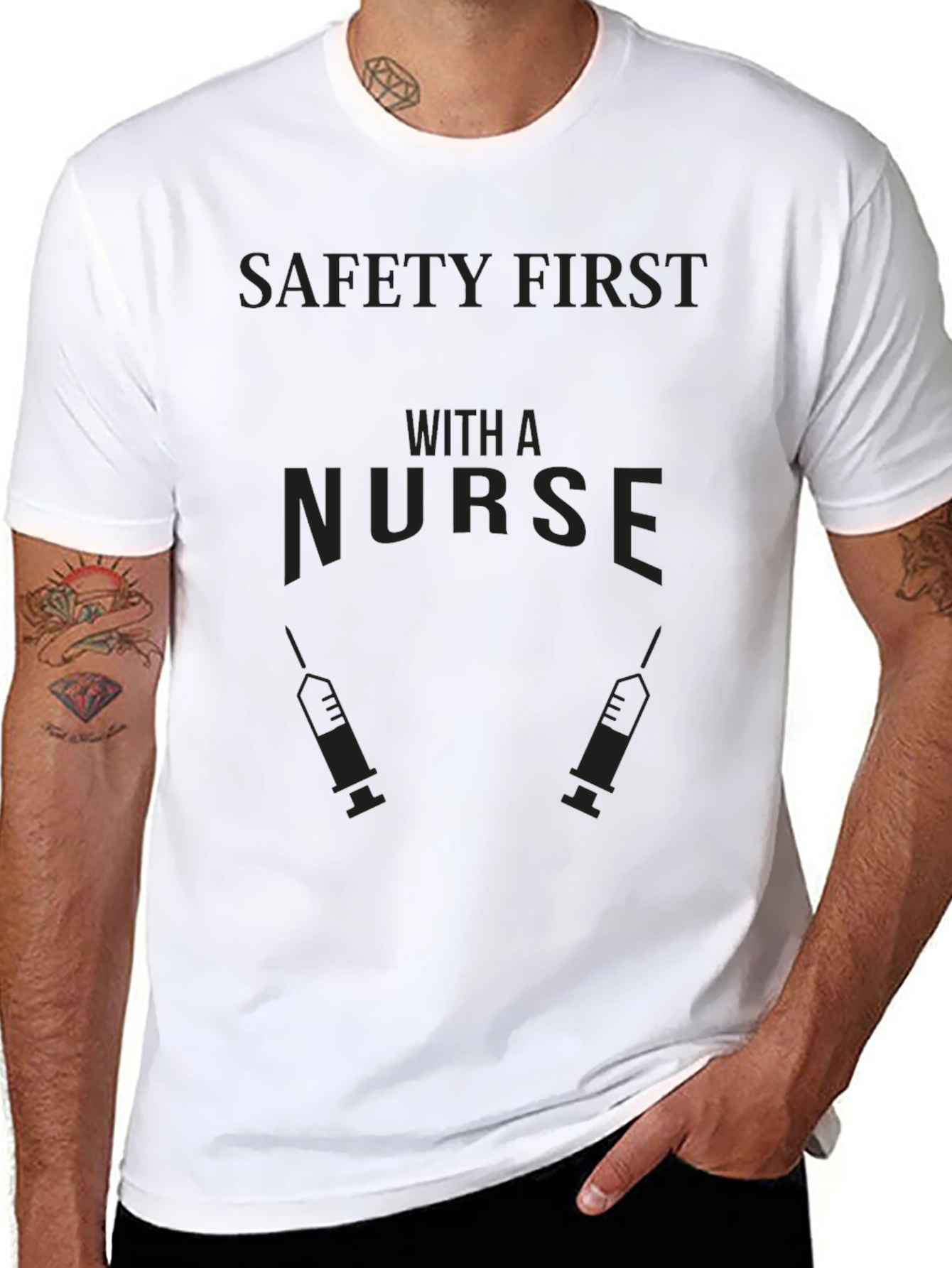 Safety First With A Nurse Graphic T-Shirt