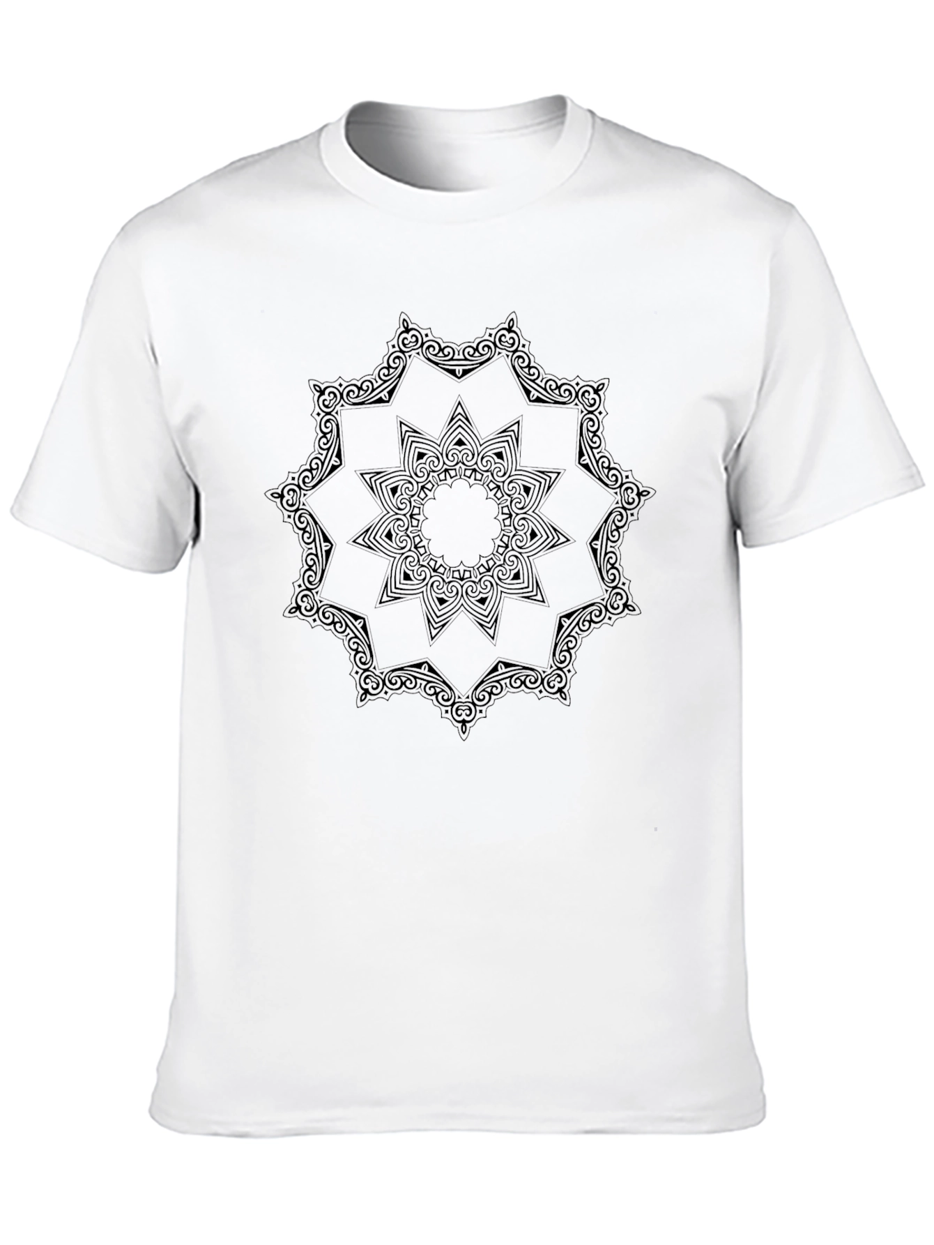Mens Black T-Shirt with Mandala Design