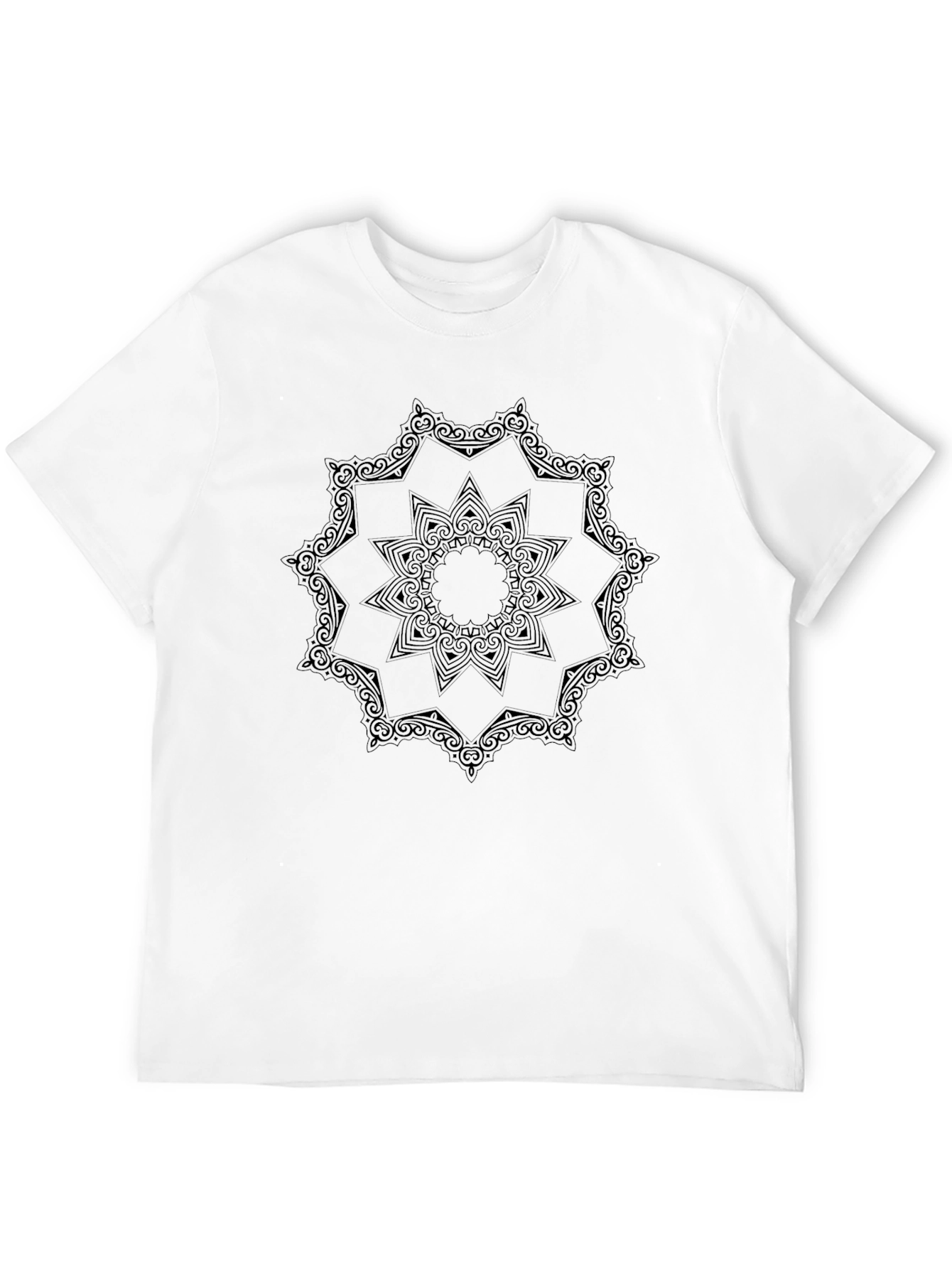 Mens Black T-Shirt with Mandala Design