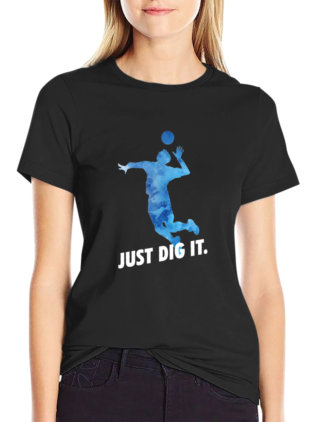 Volleyball Just Dig It Black T-Shirt
