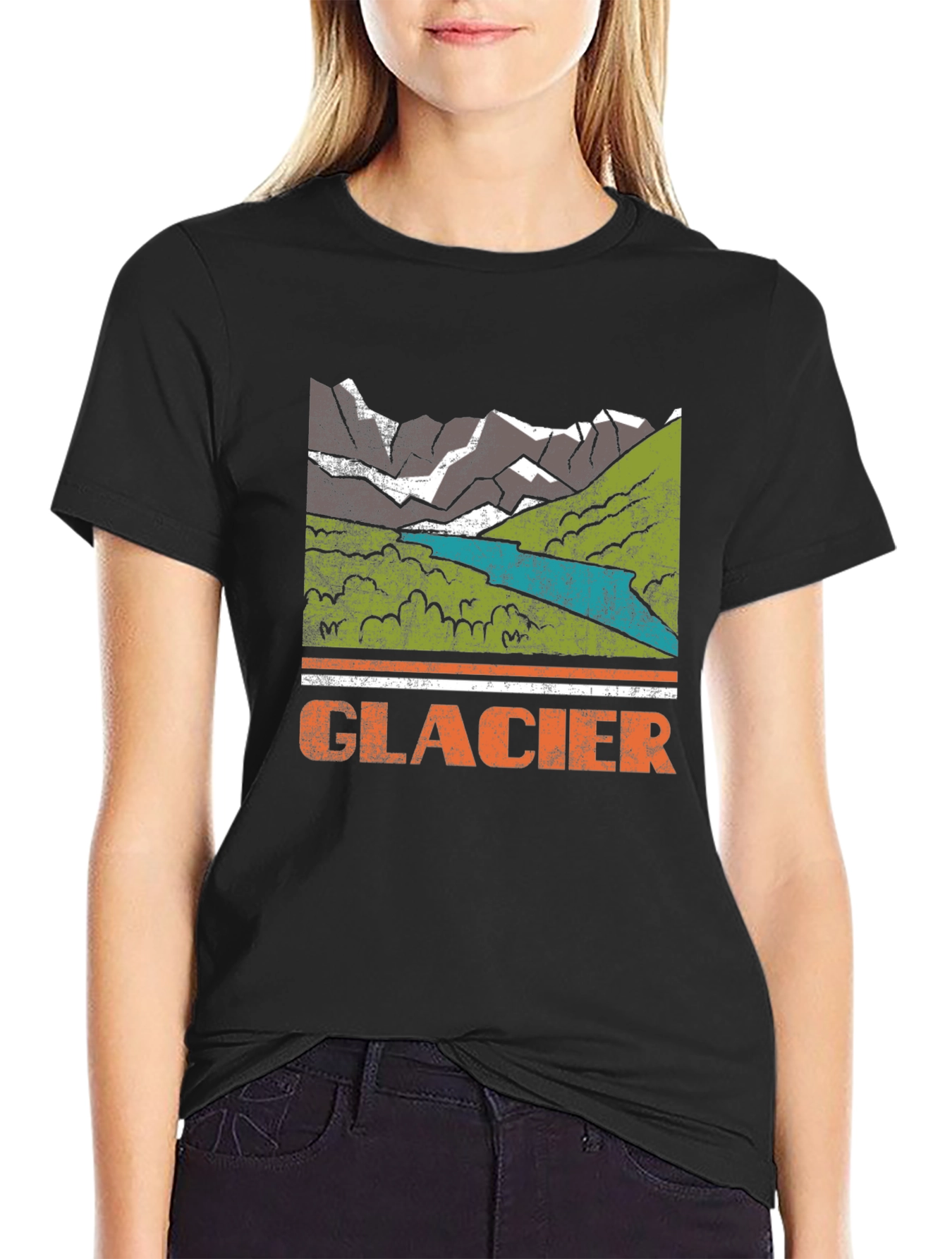 Glacier Mountain Graphic Tee - Distressed Print