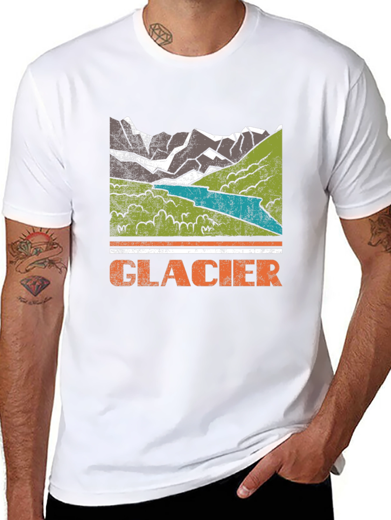 Glacier Mountain Graphic Tee - Distressed Print