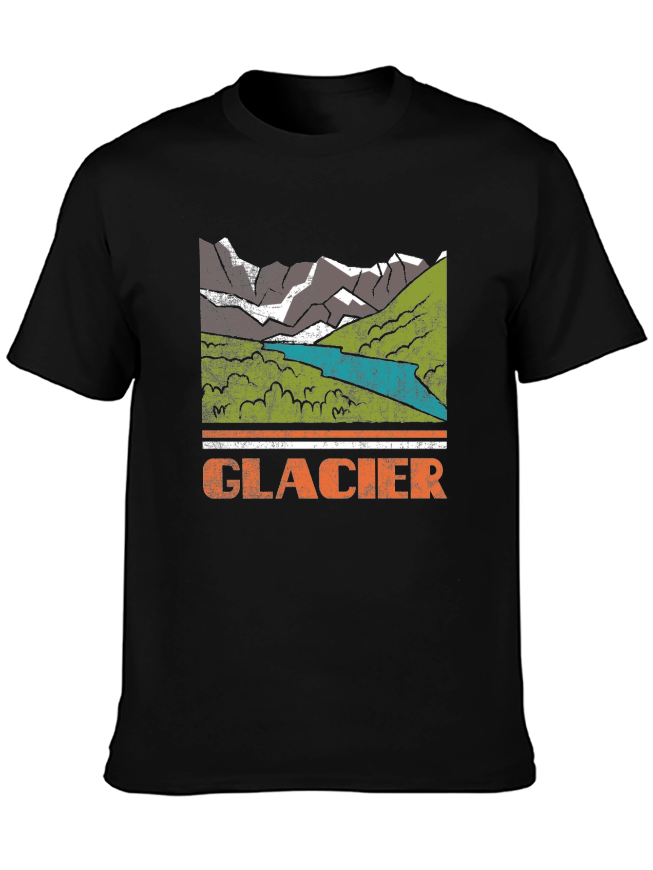 Glacier Mountain Graphic Tee - Distressed Print