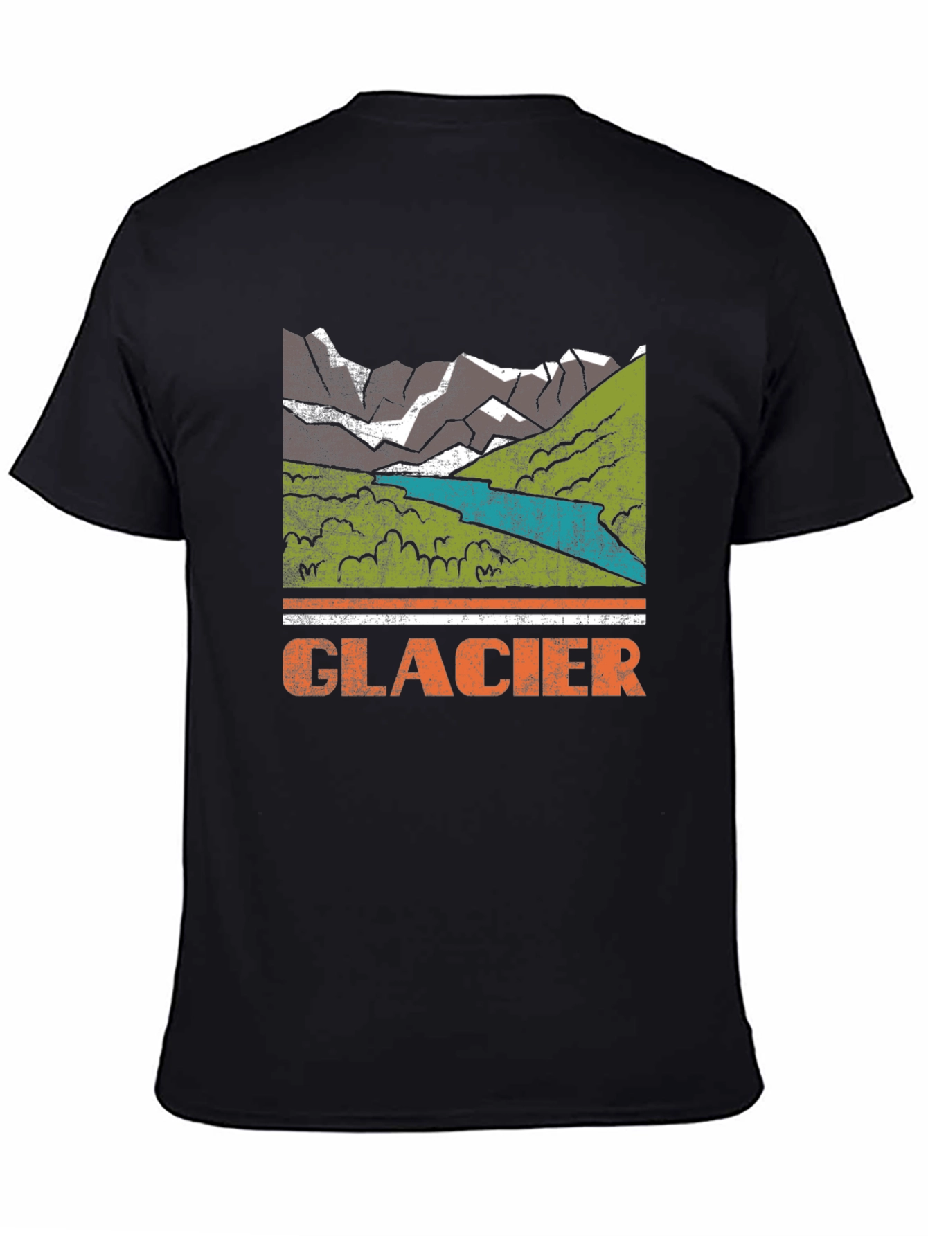 Glacier Mountain Graphic Tee - Distressed Print